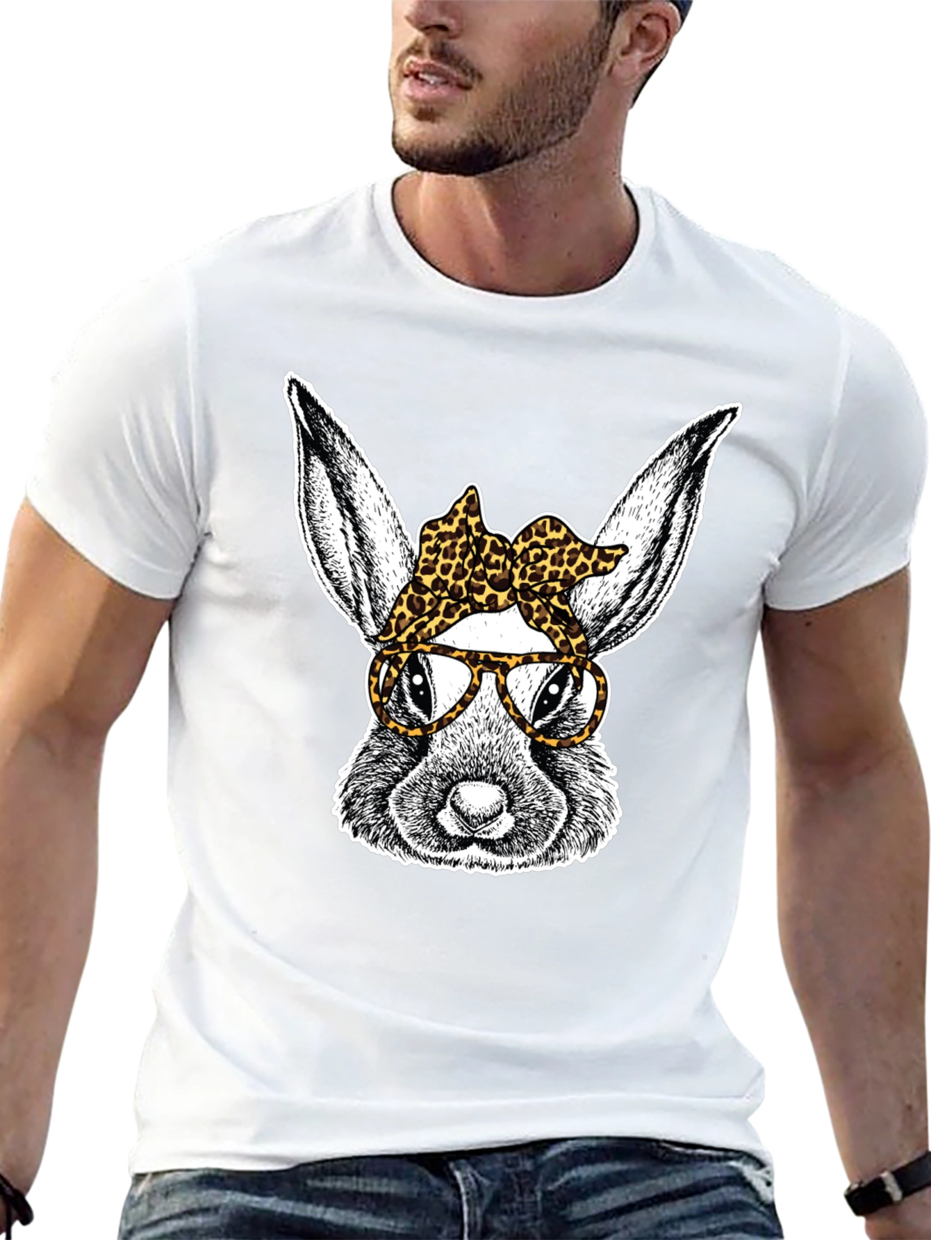 Bunny with Leopard Bandana T-Shirt
