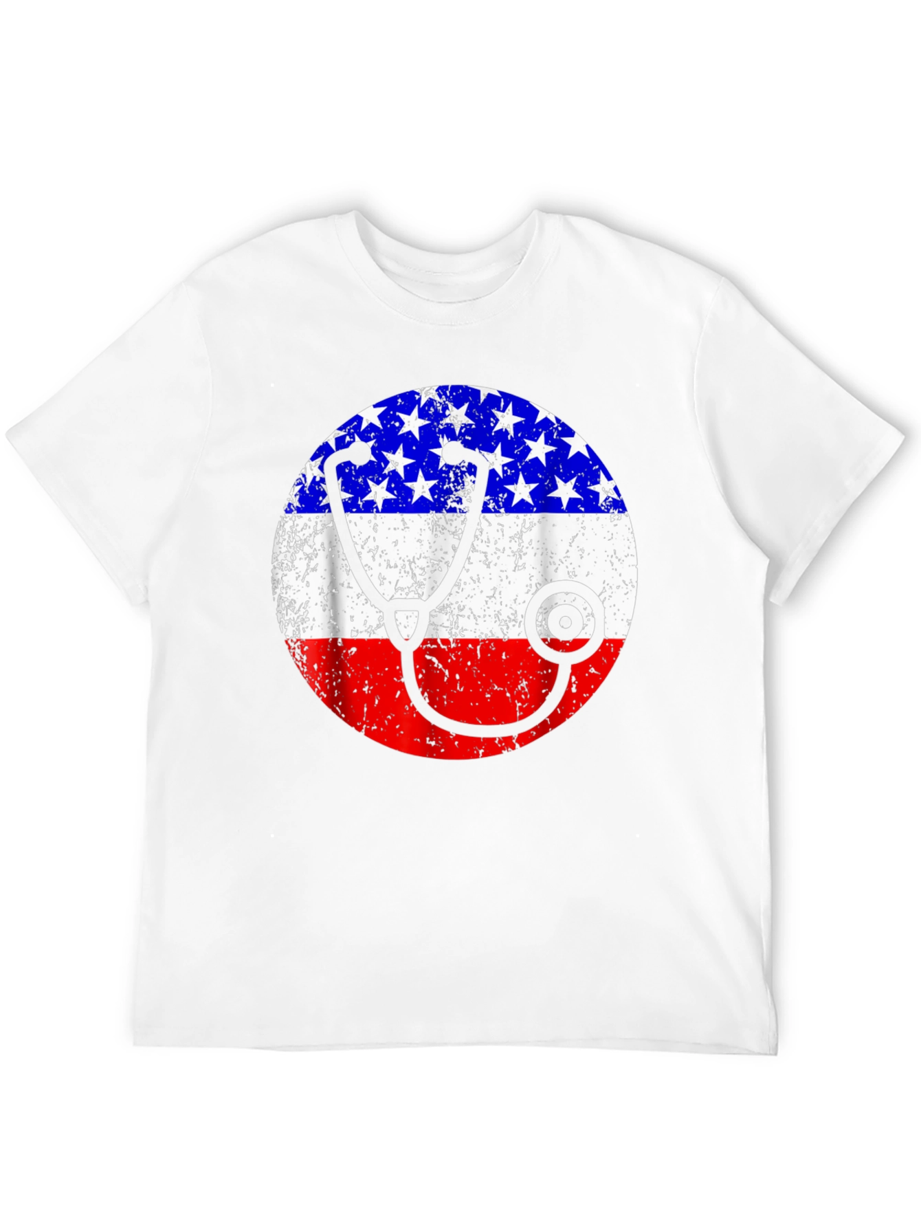 Patriotic Nurse/Doctor T-Shirt - American Flag Stethoscope Design