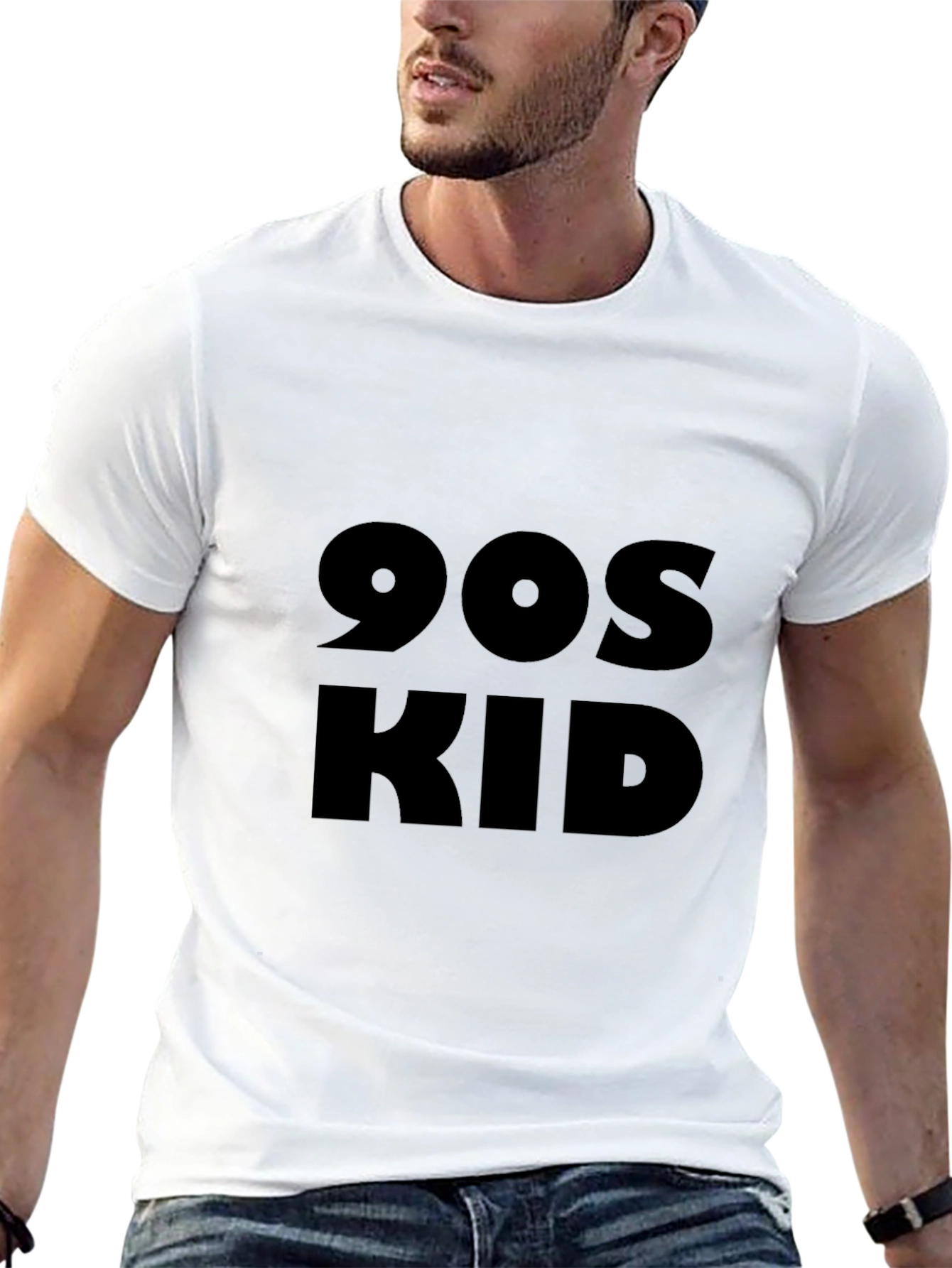 90s Kid Graphic Tee - Black Cotton Casual T-Shirt