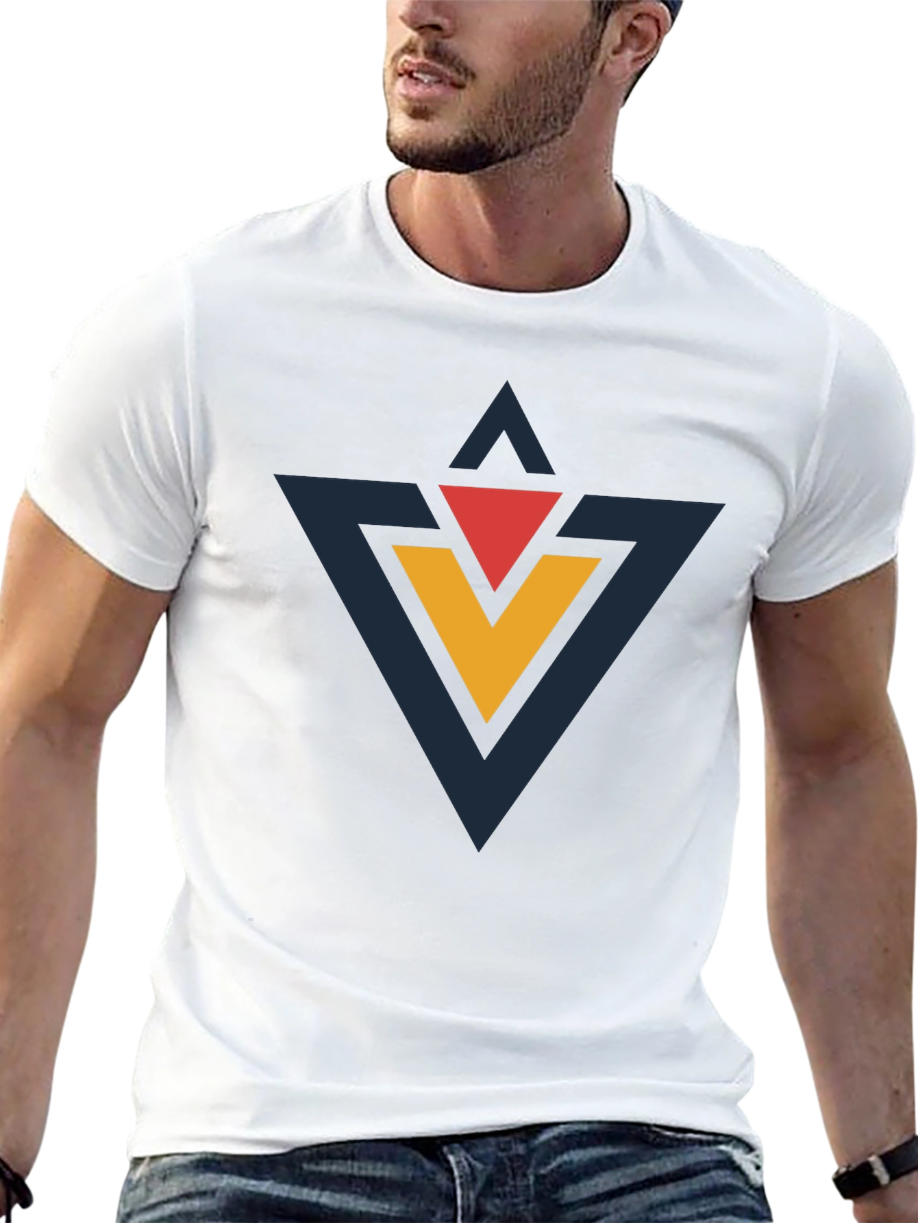 Geometric Triangle Graphic Black T-Shirt