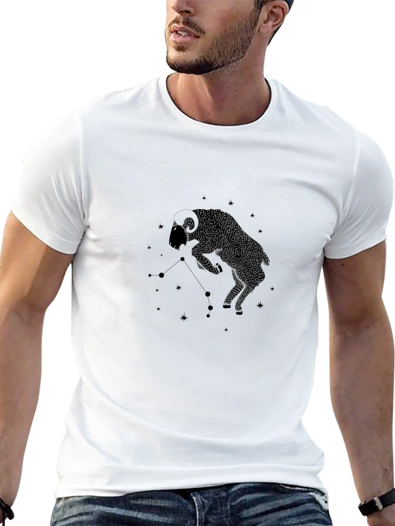 Aries Zodiac Black T-Shirt - Star Sign Ram Tee