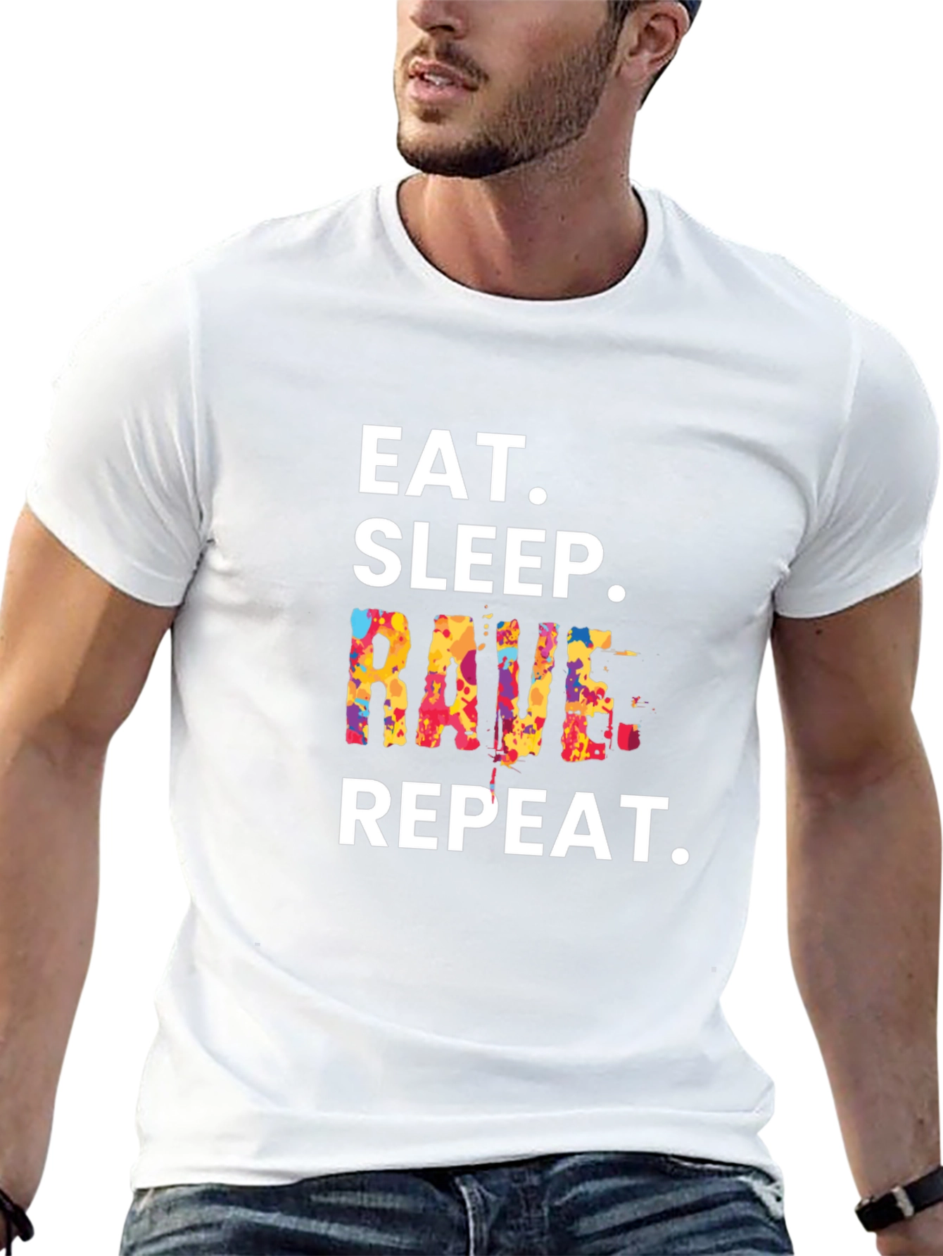 Eat Sleep Rave Repeat Graphic Tee - Black T-Shirt