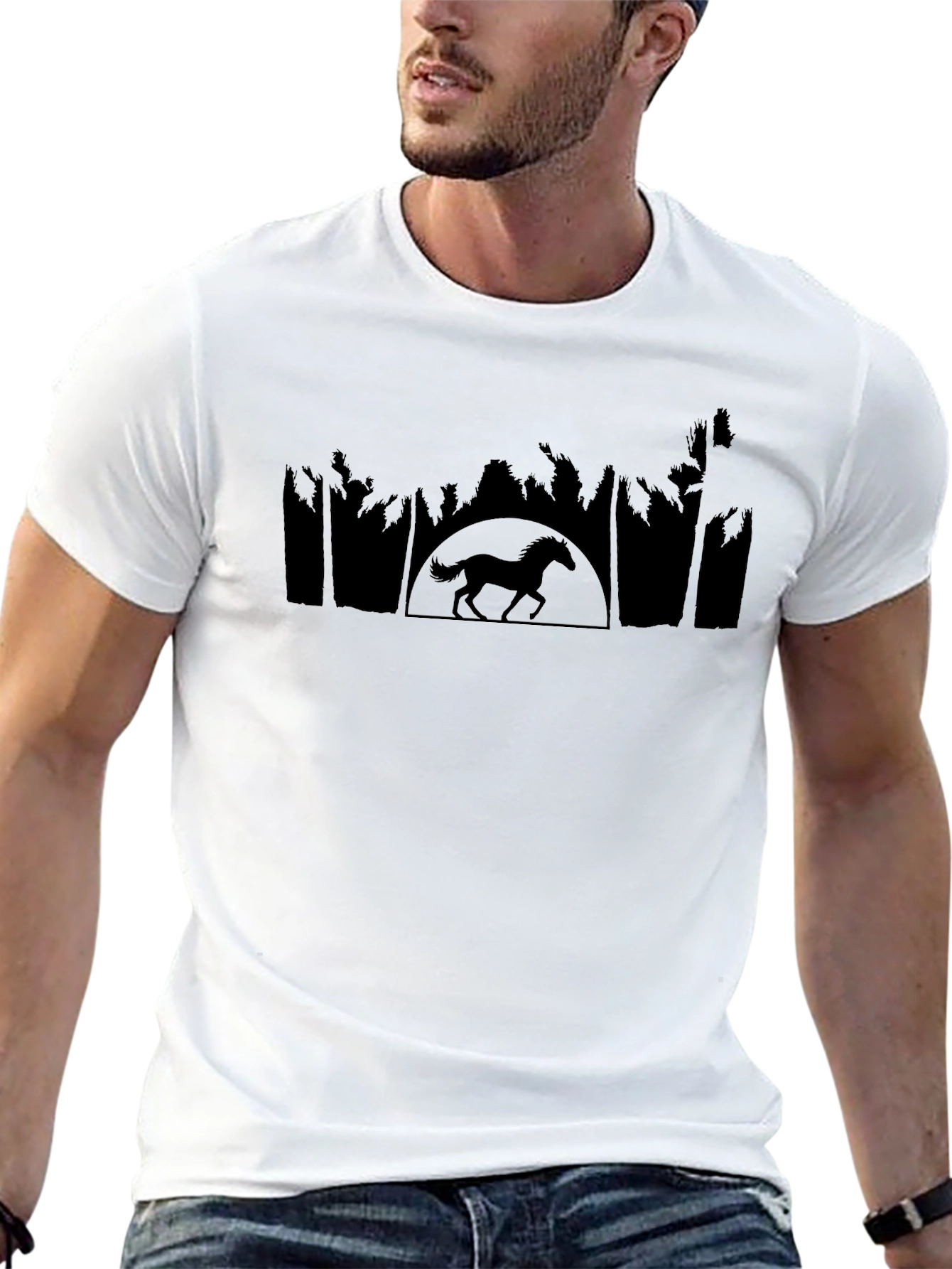Horse Silhouette Tee - Black Graphic T-Shirt