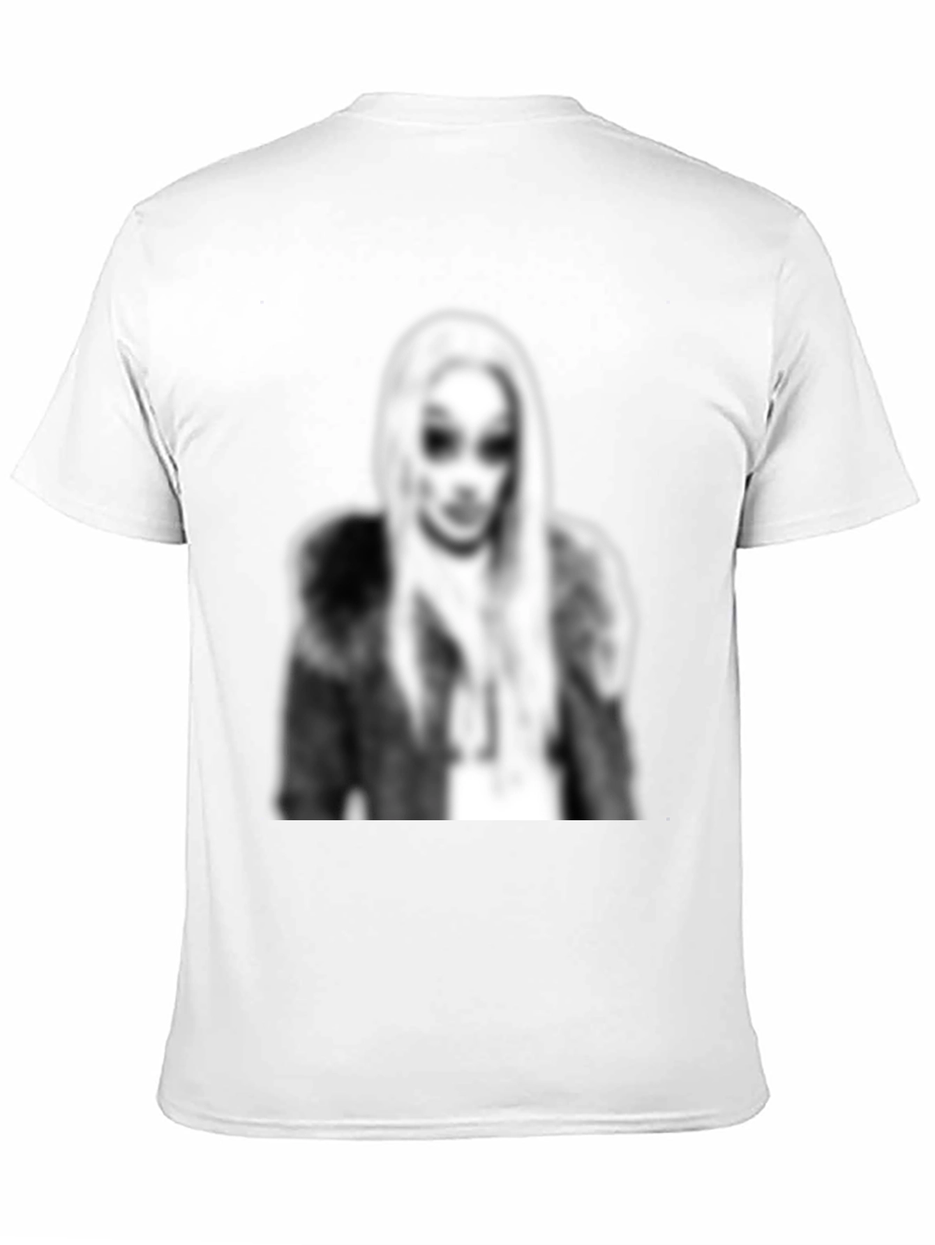 Black Graphic Tee - Woman with Fur Coat Print