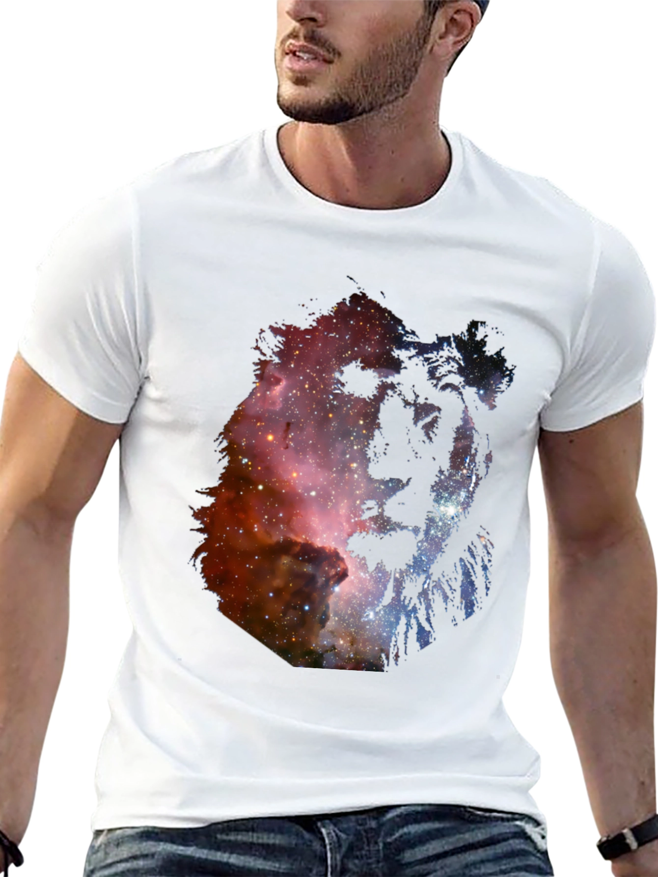 Galaxy Lion Graphic Tee - Unisex Black T-Shirt