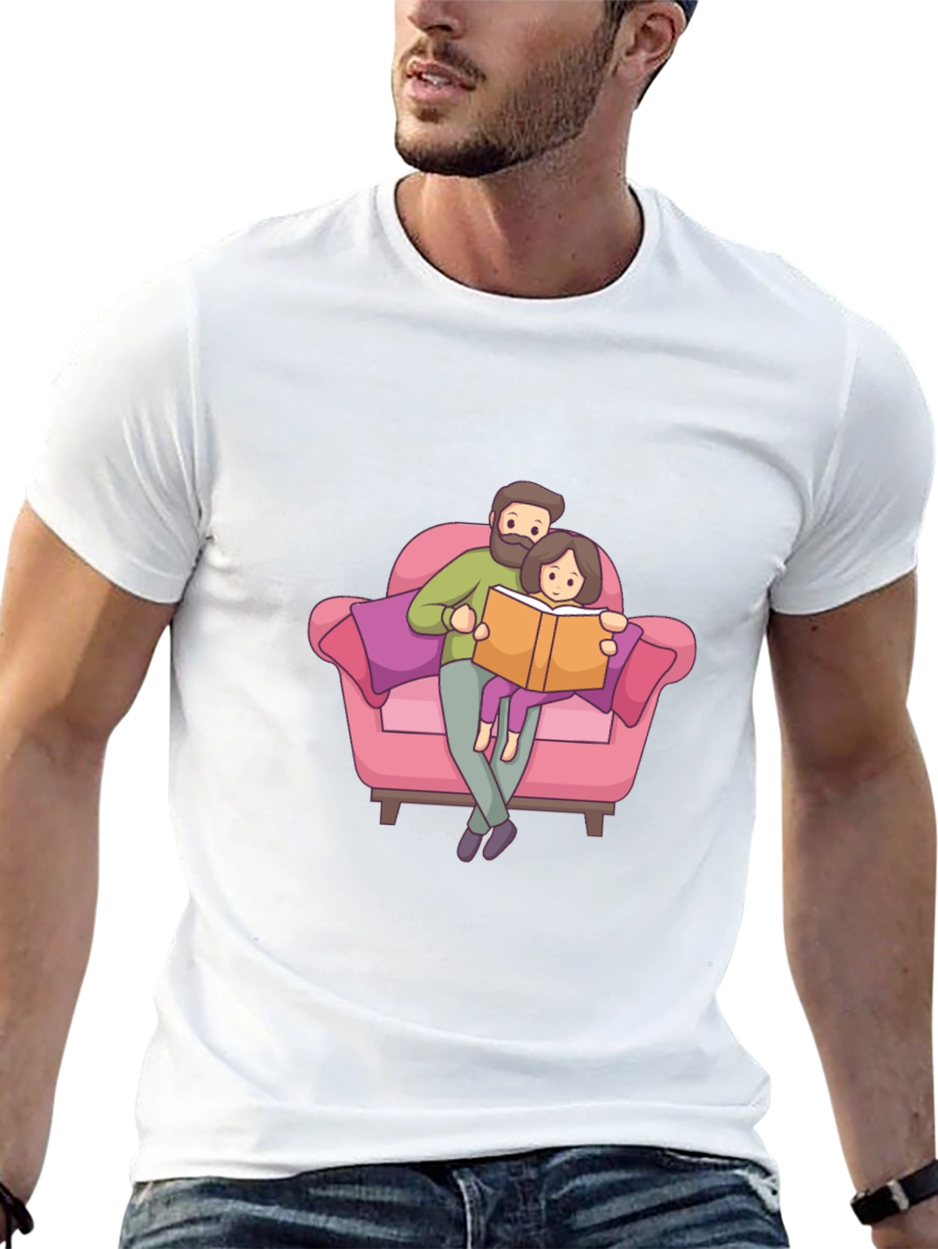 Dad & Daughter Reading Book T-Shirt