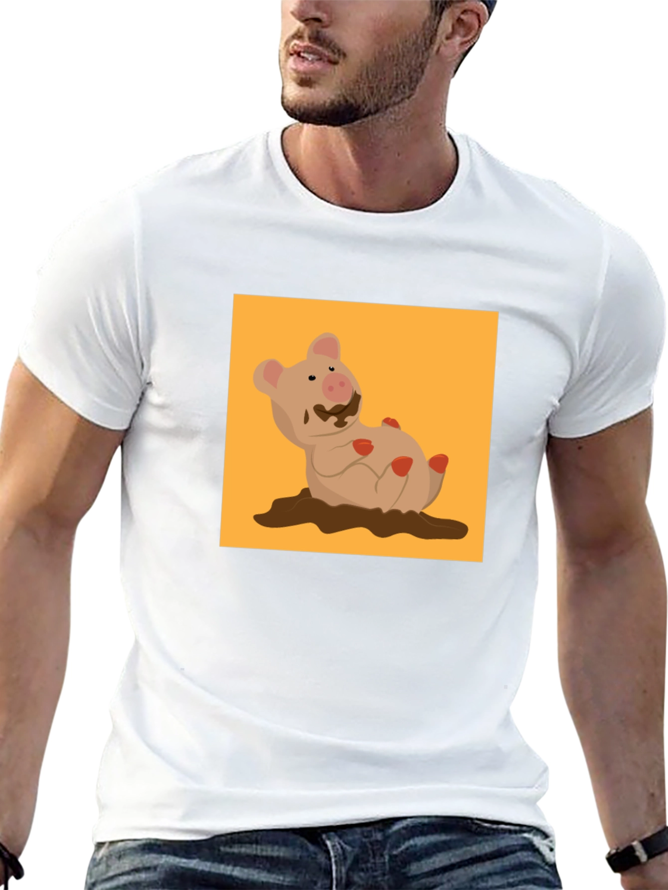 Muddy Pig Graphic Tee - Novelty Cartoon T-Shirt