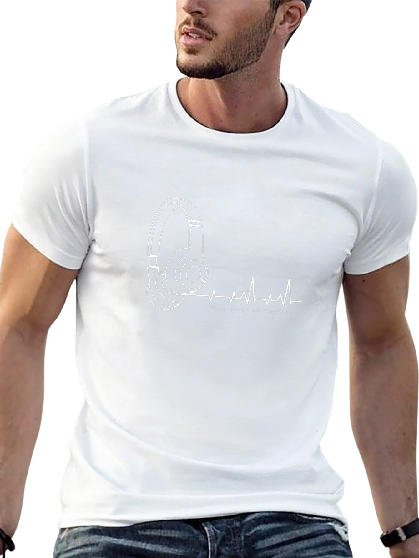 Music Lover Tee - Headphones & Heartbeat Graphic T-Shirt