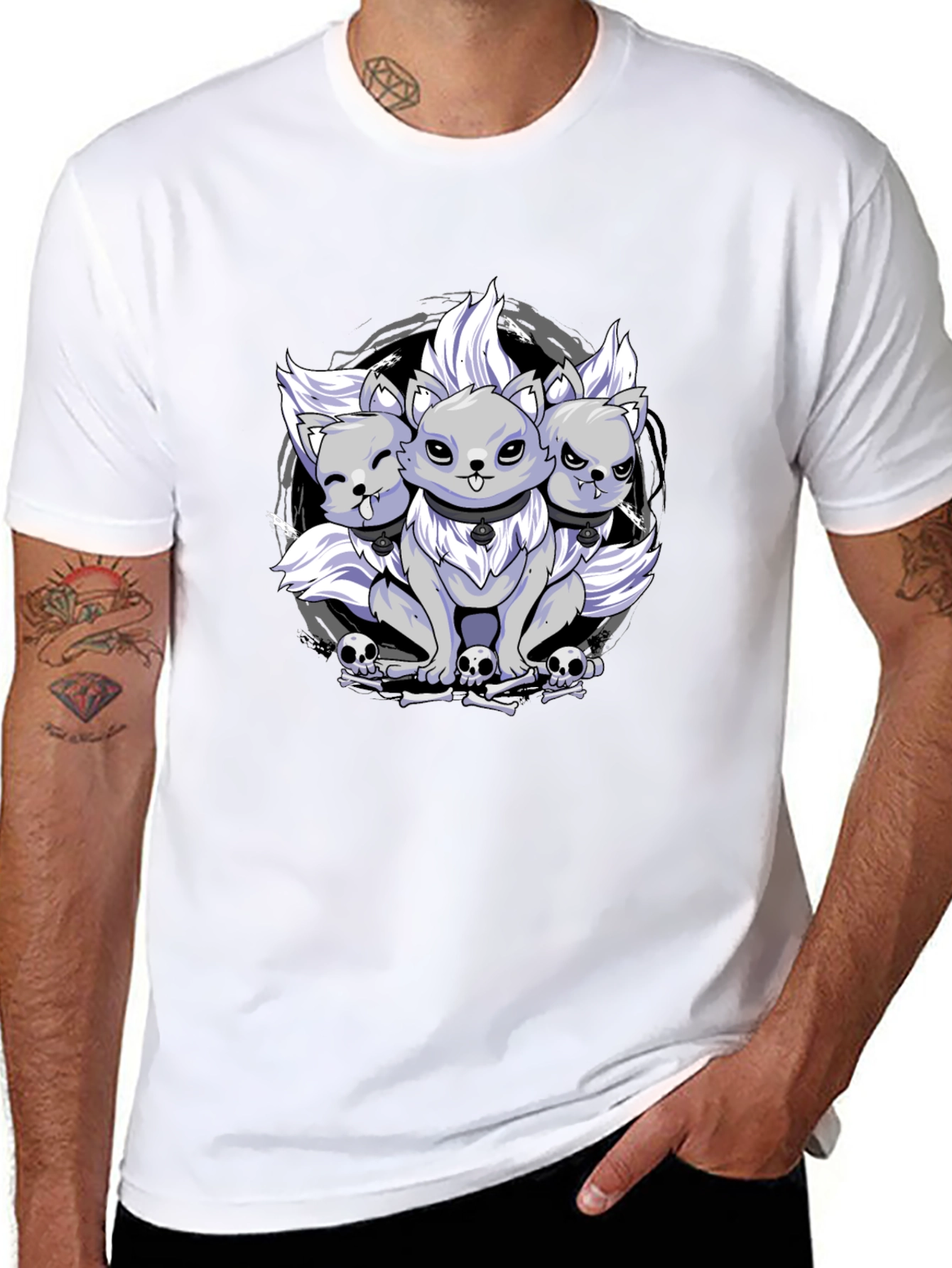 Three-Headed Monster Dog Black T-Shirt