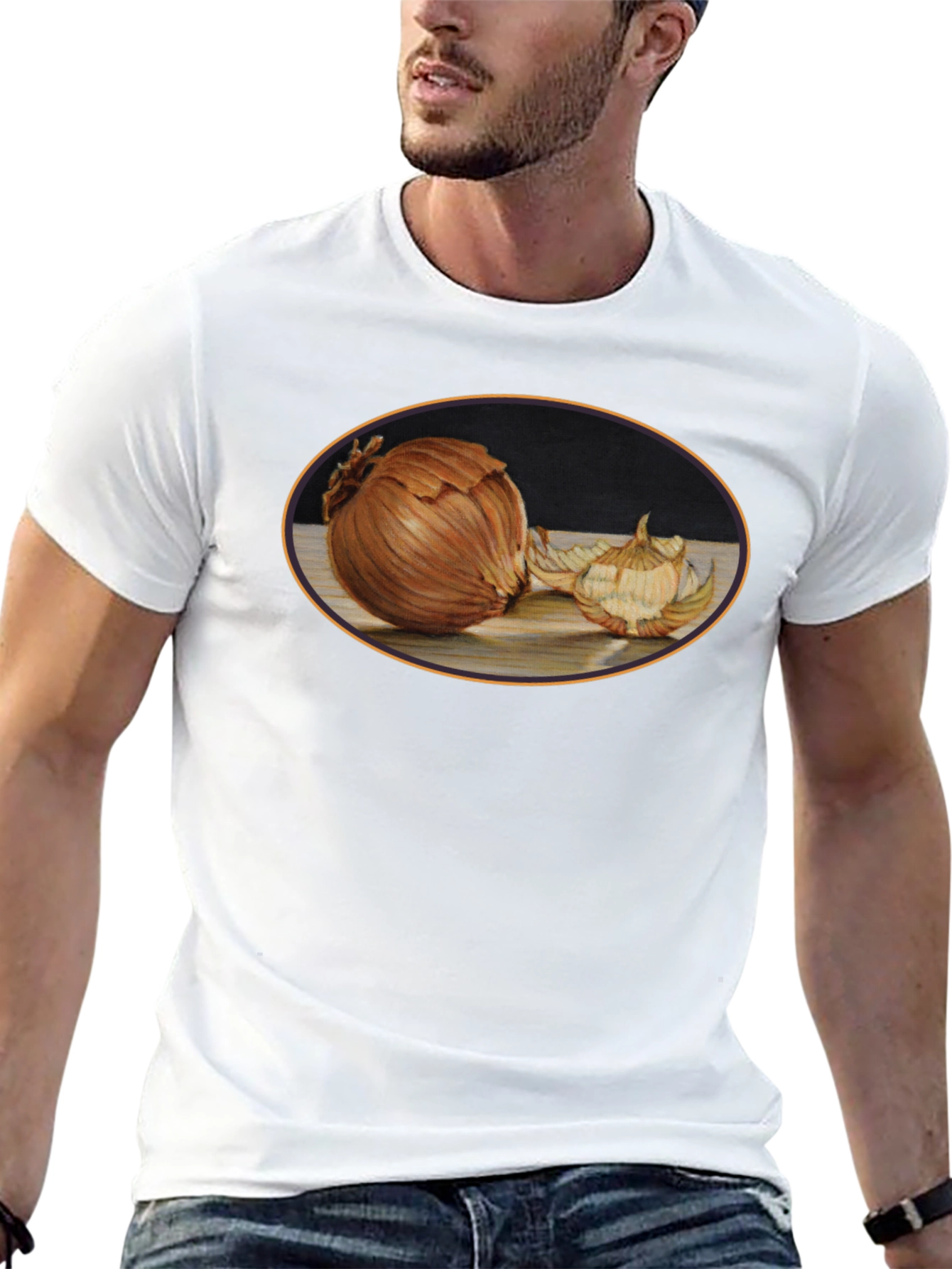 Onion Still Life Black T-Shirt