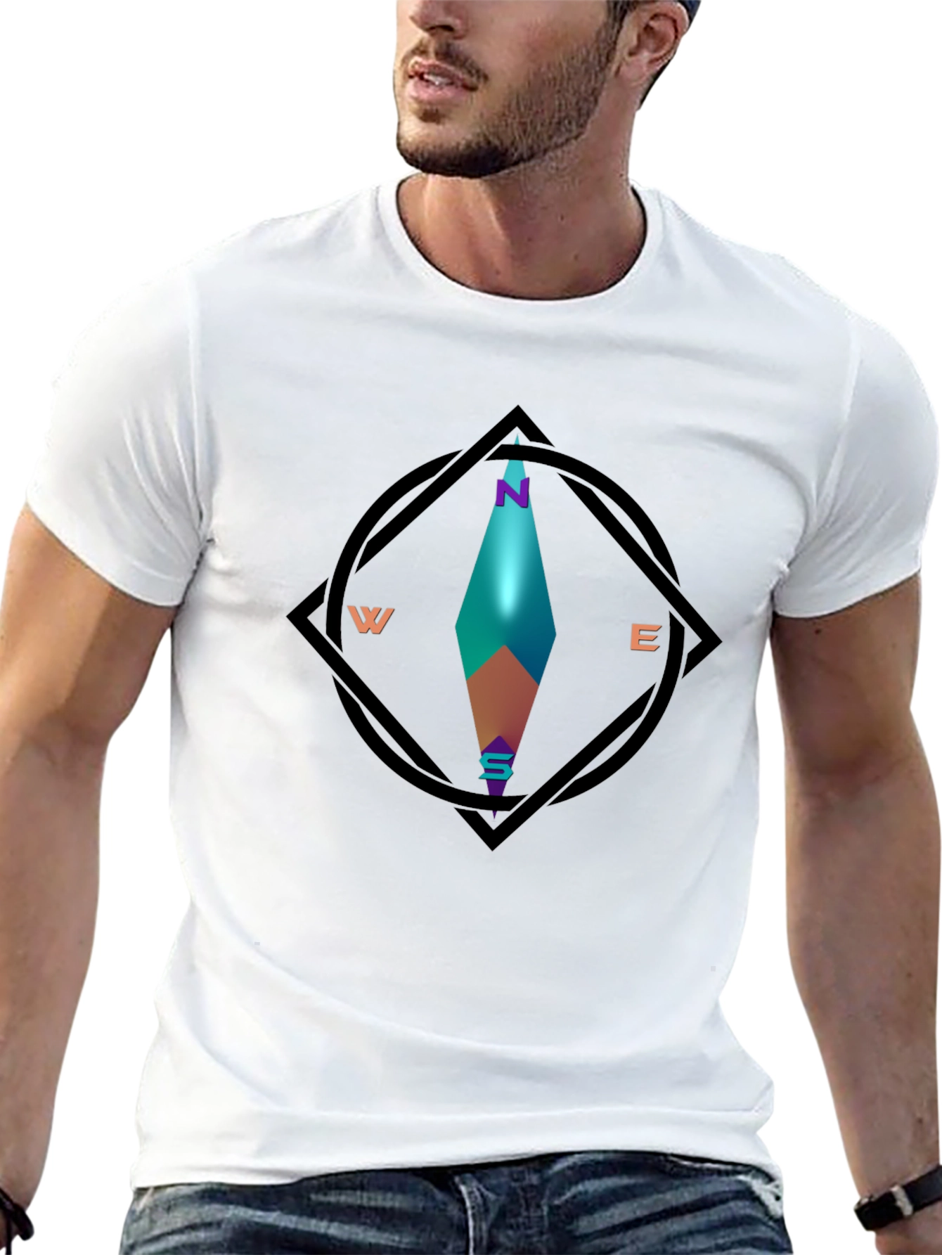 Compass Graphic Black Tee - Stylish Direction