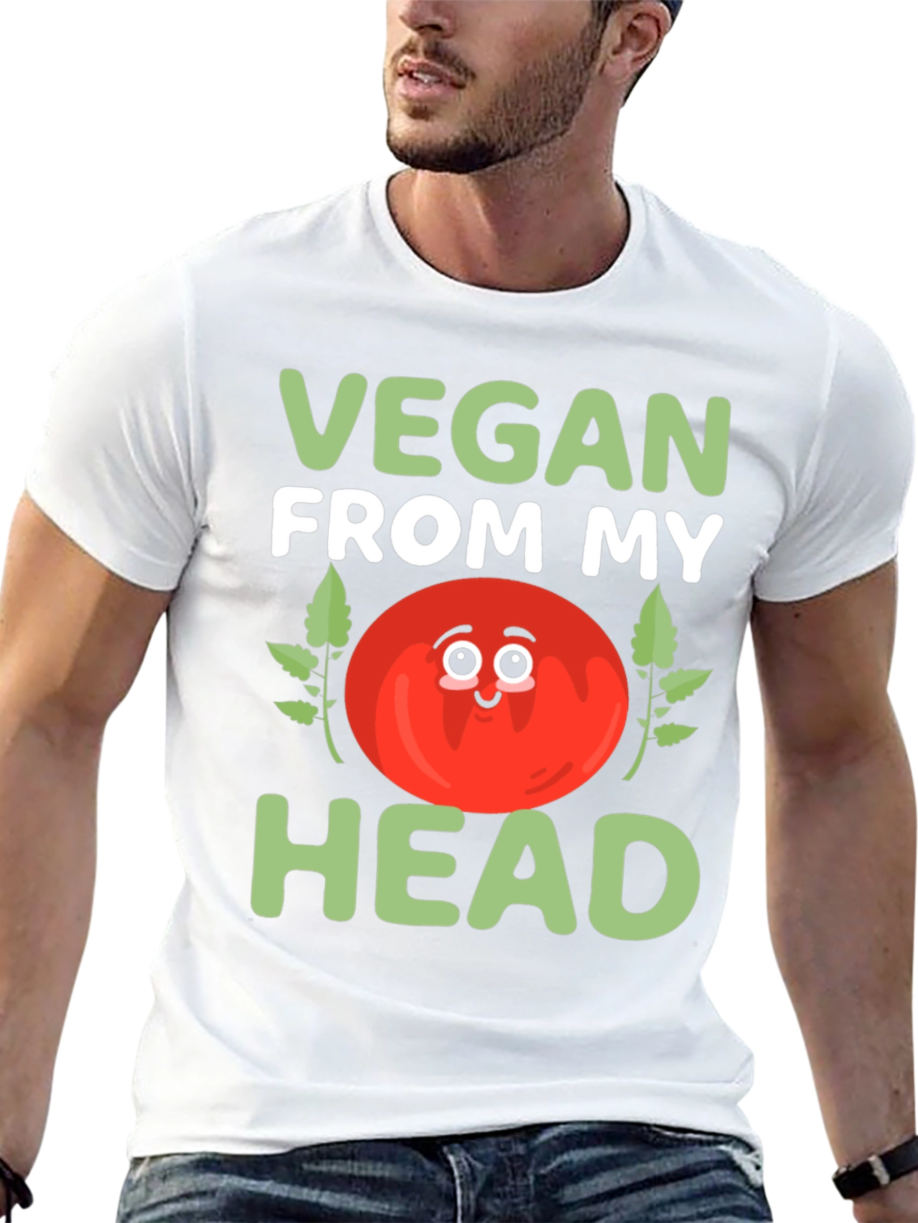 Vegan From My Head T-Shirt - Cute Tomato Design
