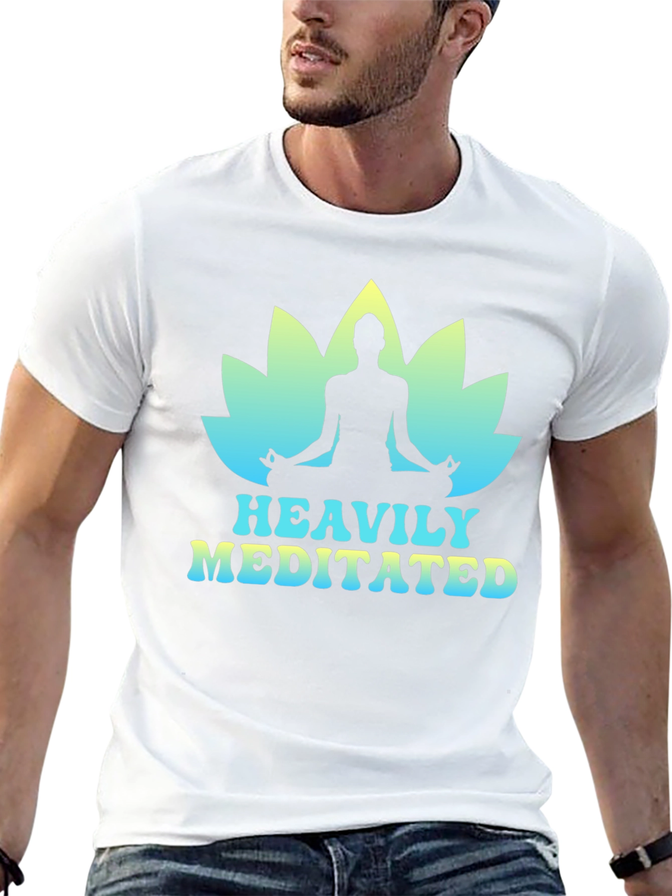 Heavily Meditated Yoga Lotus Black T-Shirt