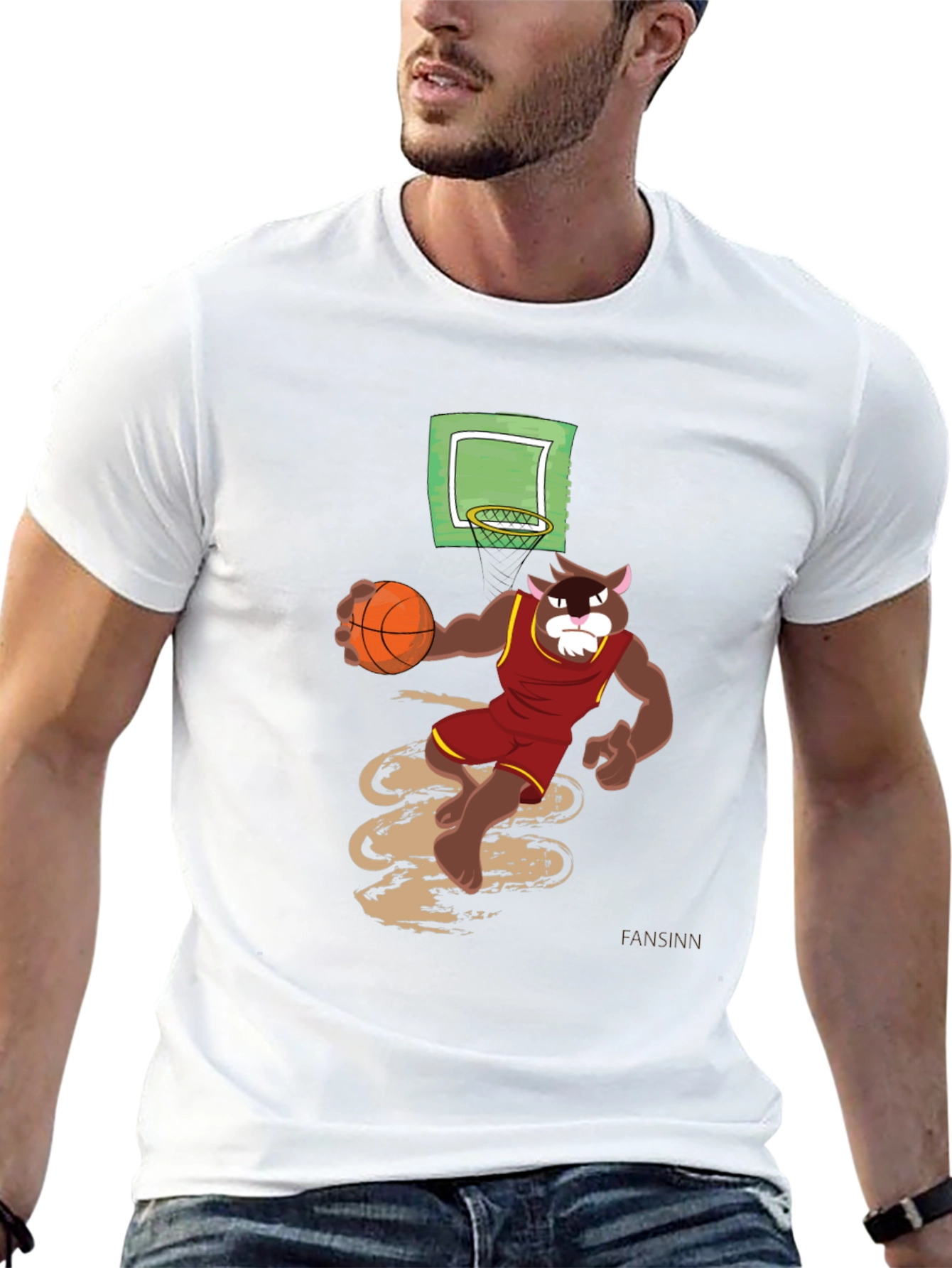 Cartoon Cat Basketball Graphic Tee