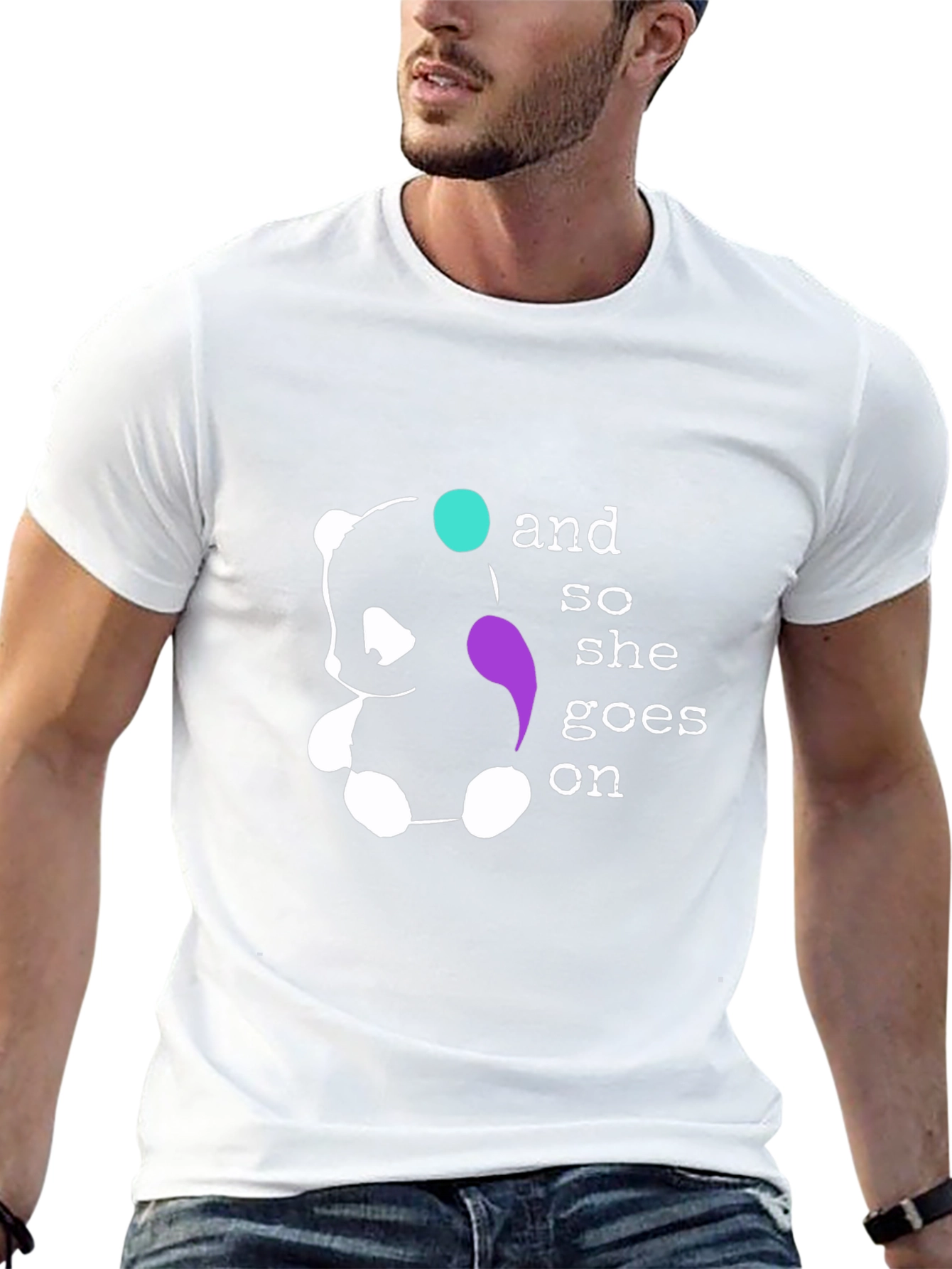 Panda & Quote Graphic Black T-Shirt
