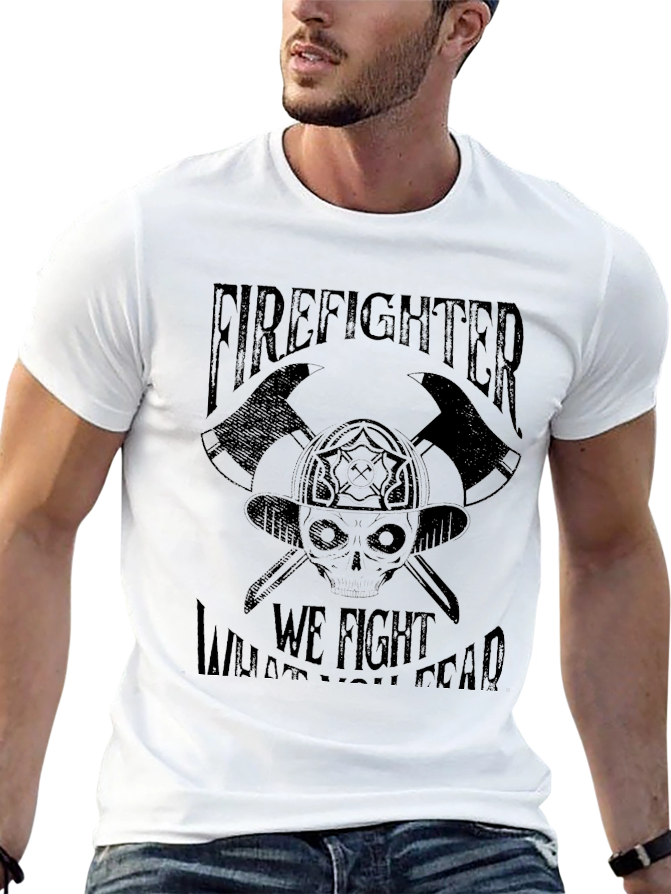 Firefighter Graphic Tee - Skull & Axes Design