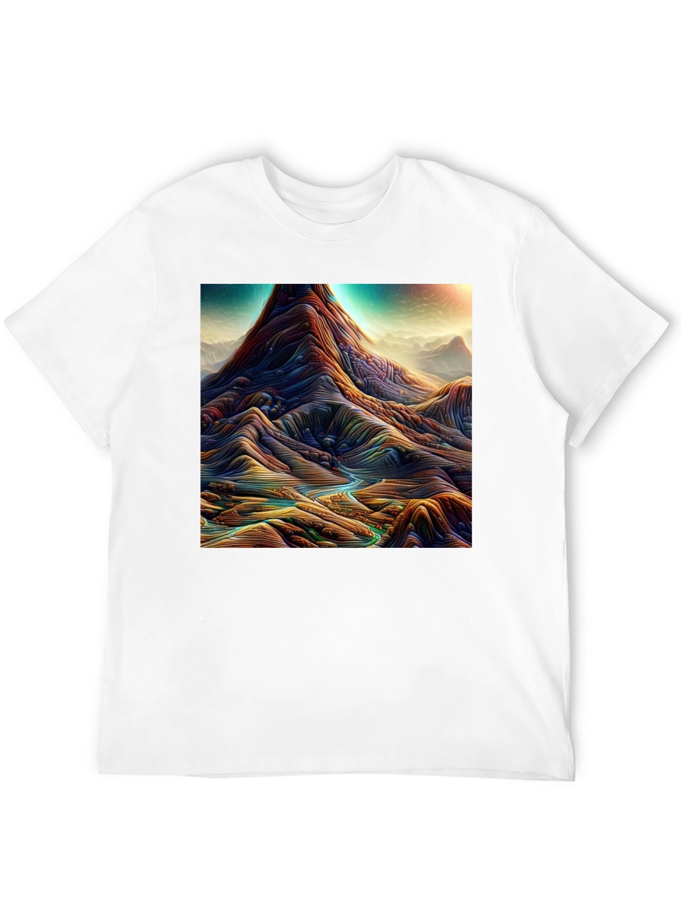 Abstract Landscape Graphic Tee - Stylish Mens T-Shirt