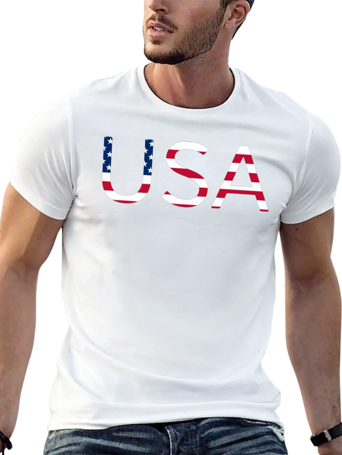 USA Flag Graphic Black T-Shirt
