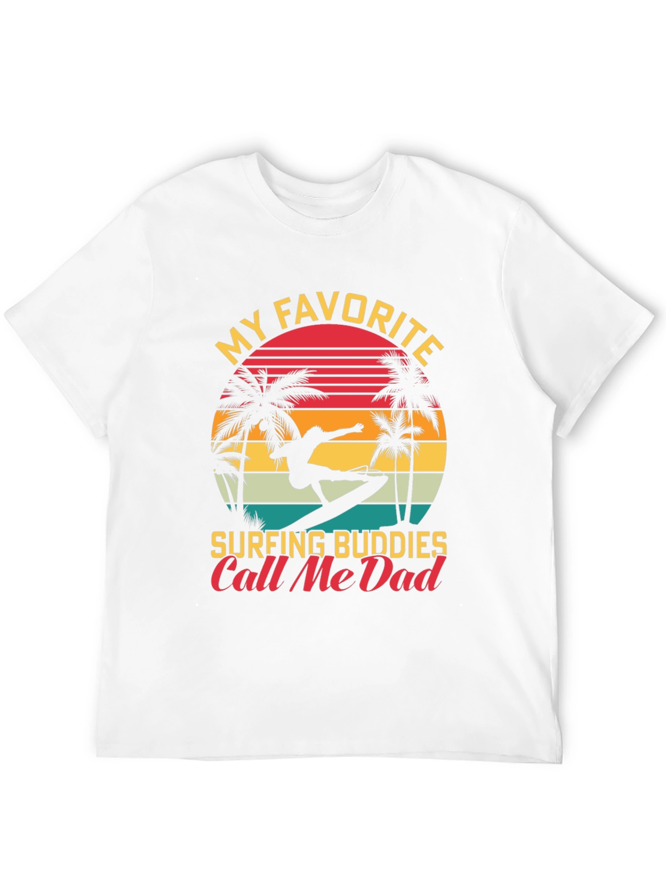 Surfing Buddies Dad T-Shirt Retro Sunset