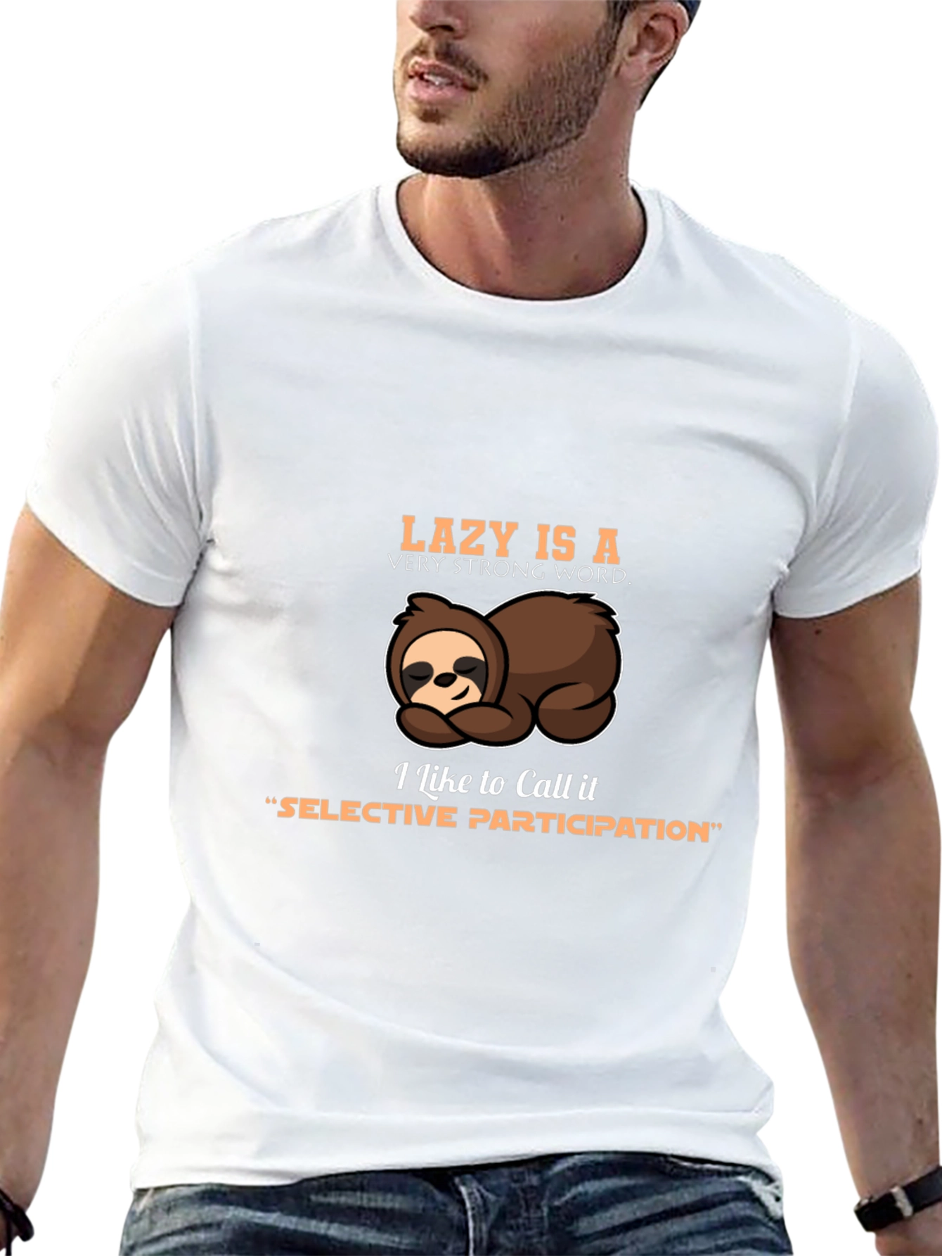 Lazy Sloth Graphic Tee - Selective Participation T-Shirt