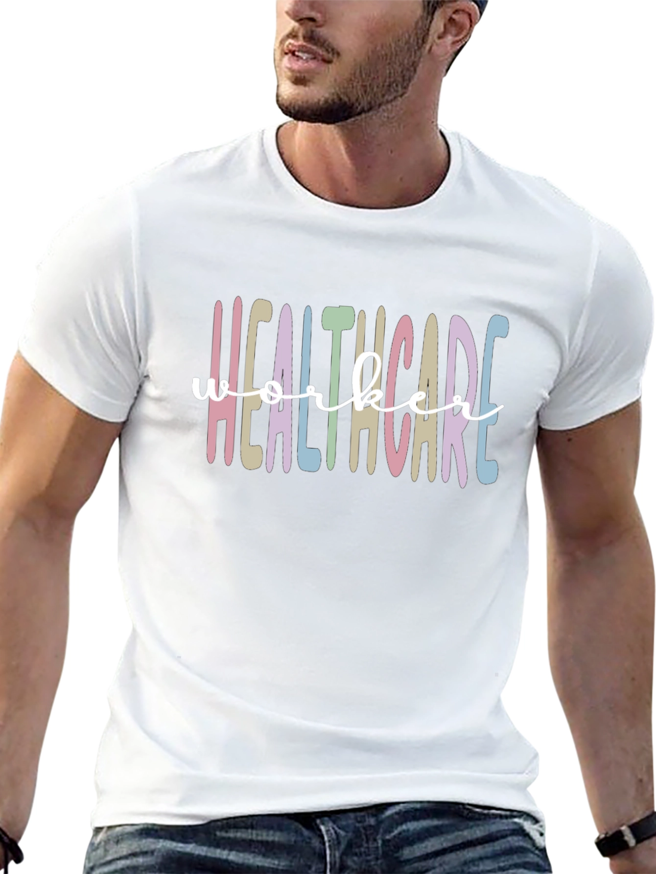 Healthcare Worker Tee - Pastel Rainbow