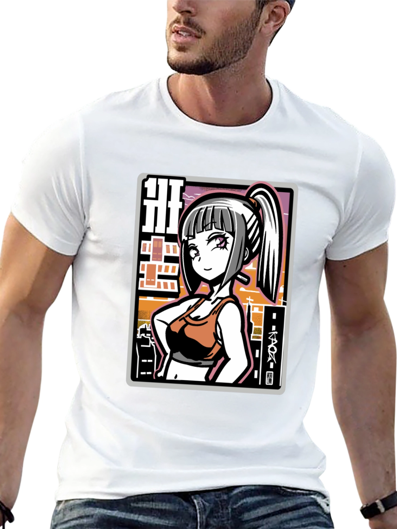 Anime Girl Graphic Black T-Shirt