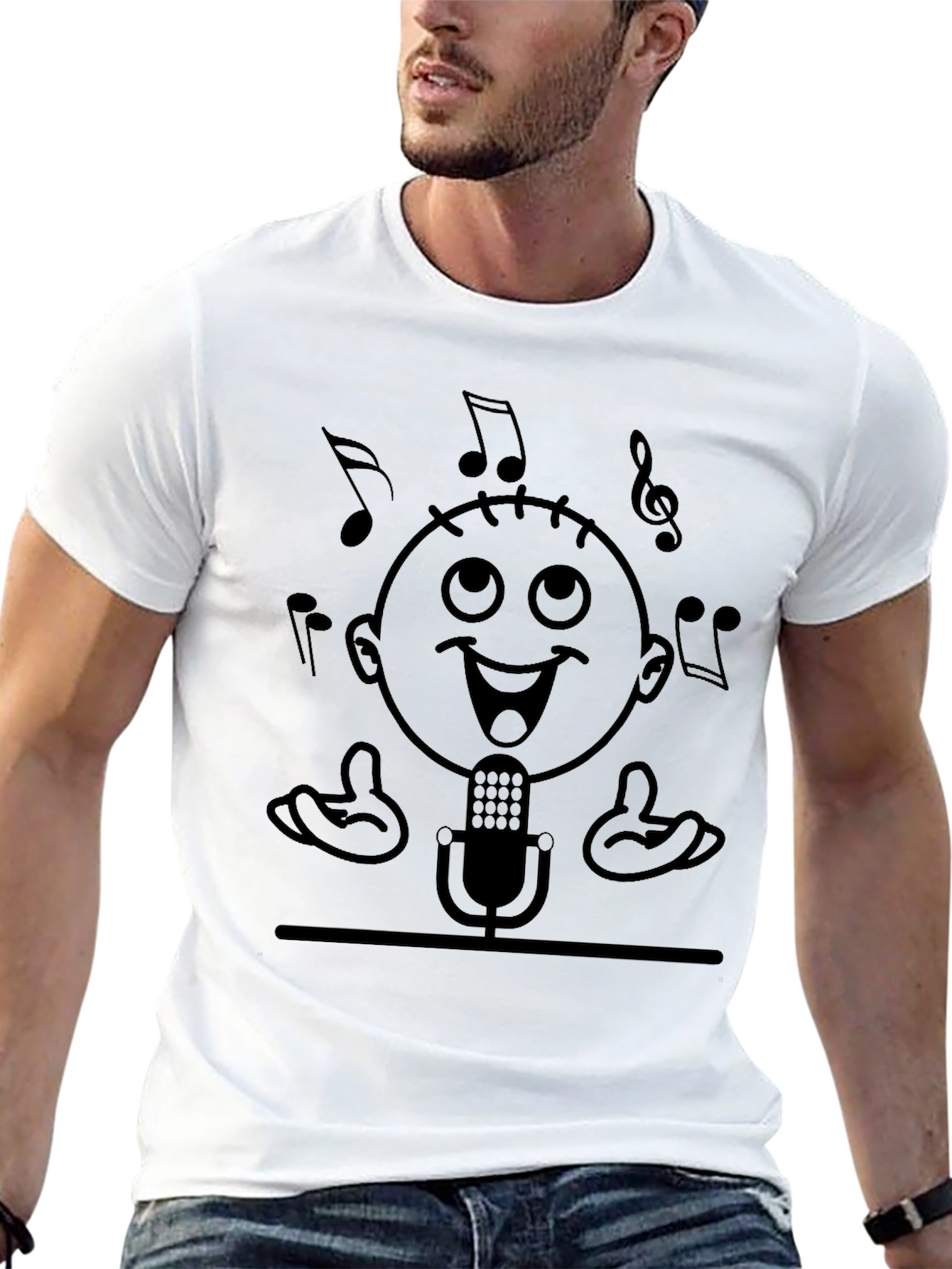 Singer Cartoon Graphic Black T-Shirt