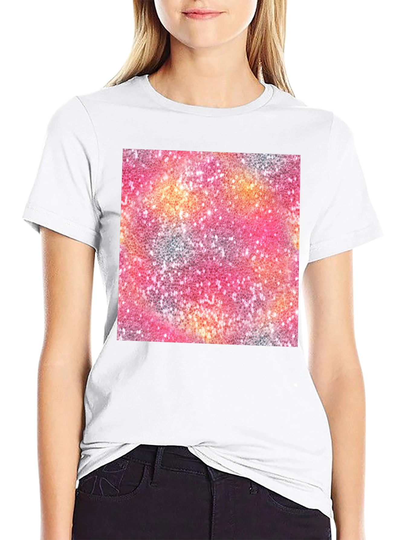 Glitter Pattern Crew Neck T-Shirt