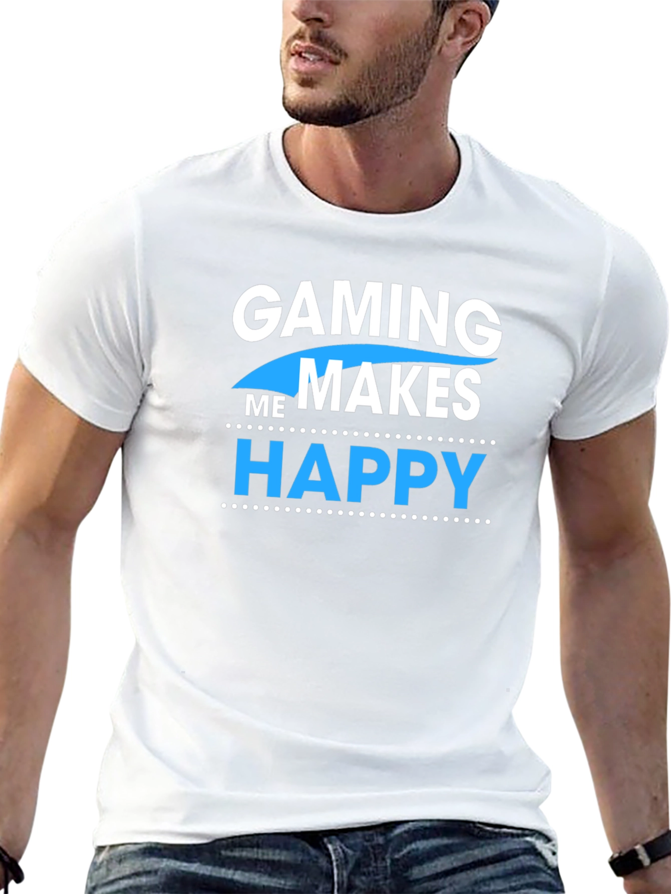 Gaming Makes Me Happy Black Graphic Tee