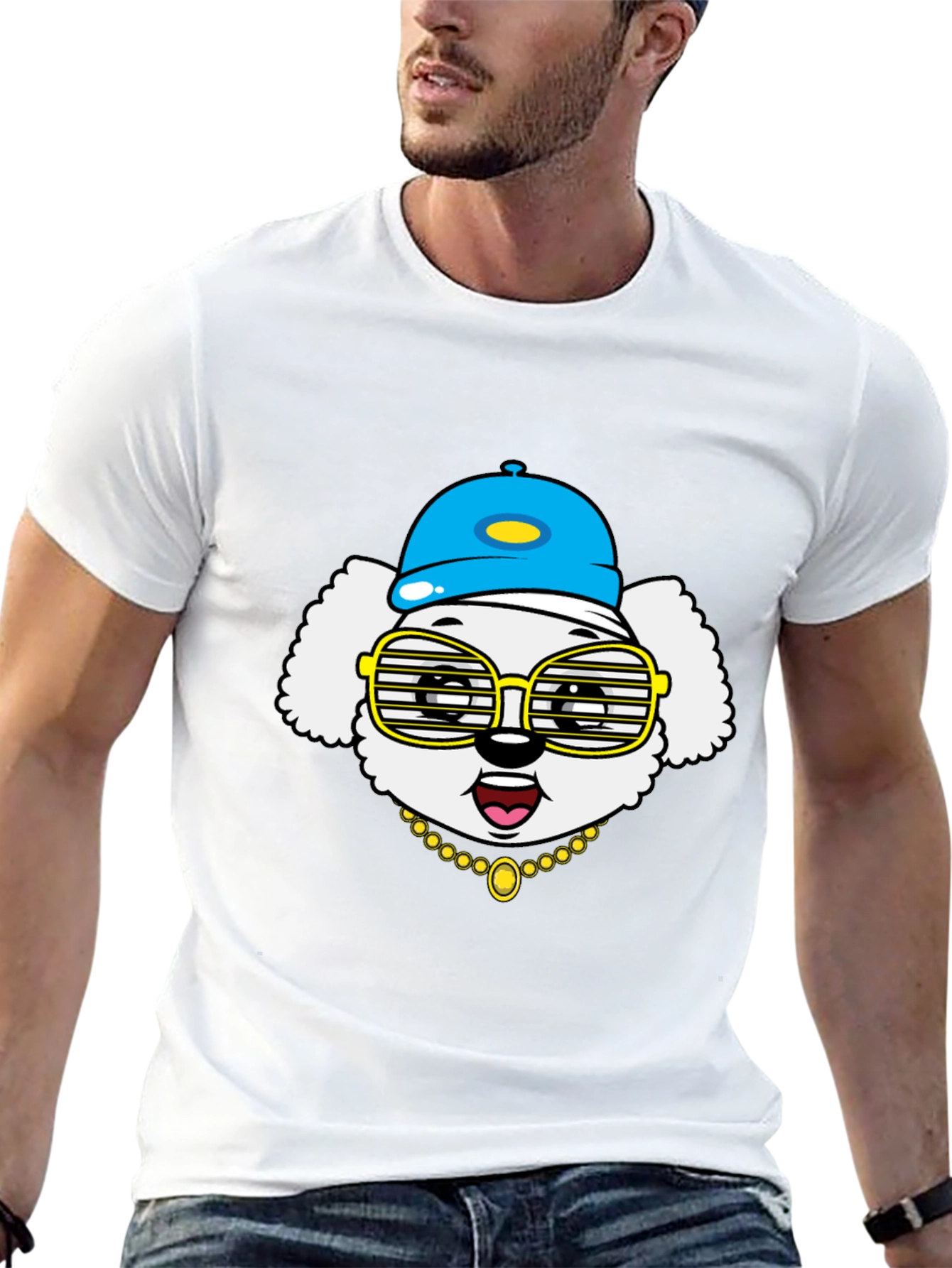 Dog Wearing Hat & Glasses T-Shirt
