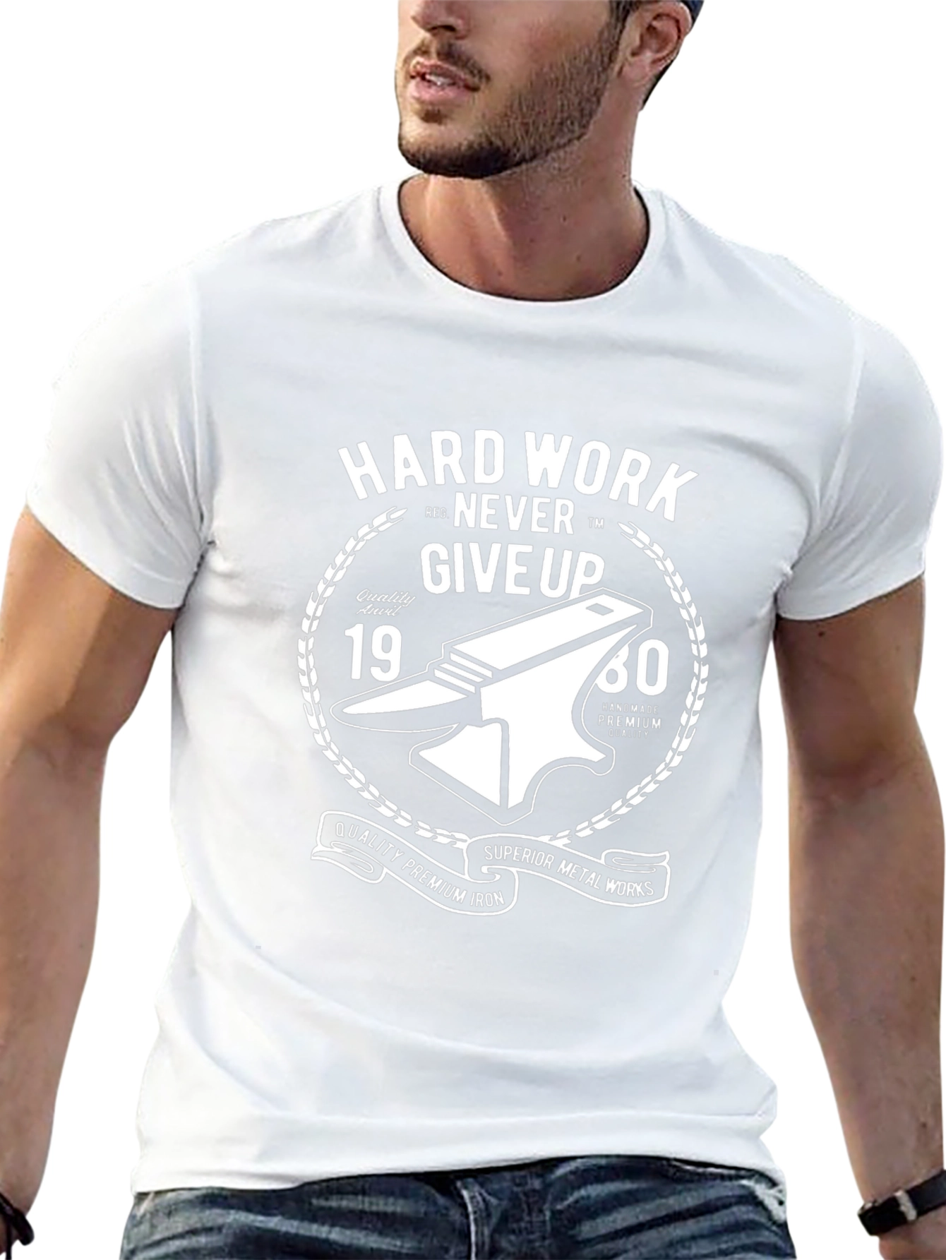 Hard Work Never Give Up Black T-Shirt