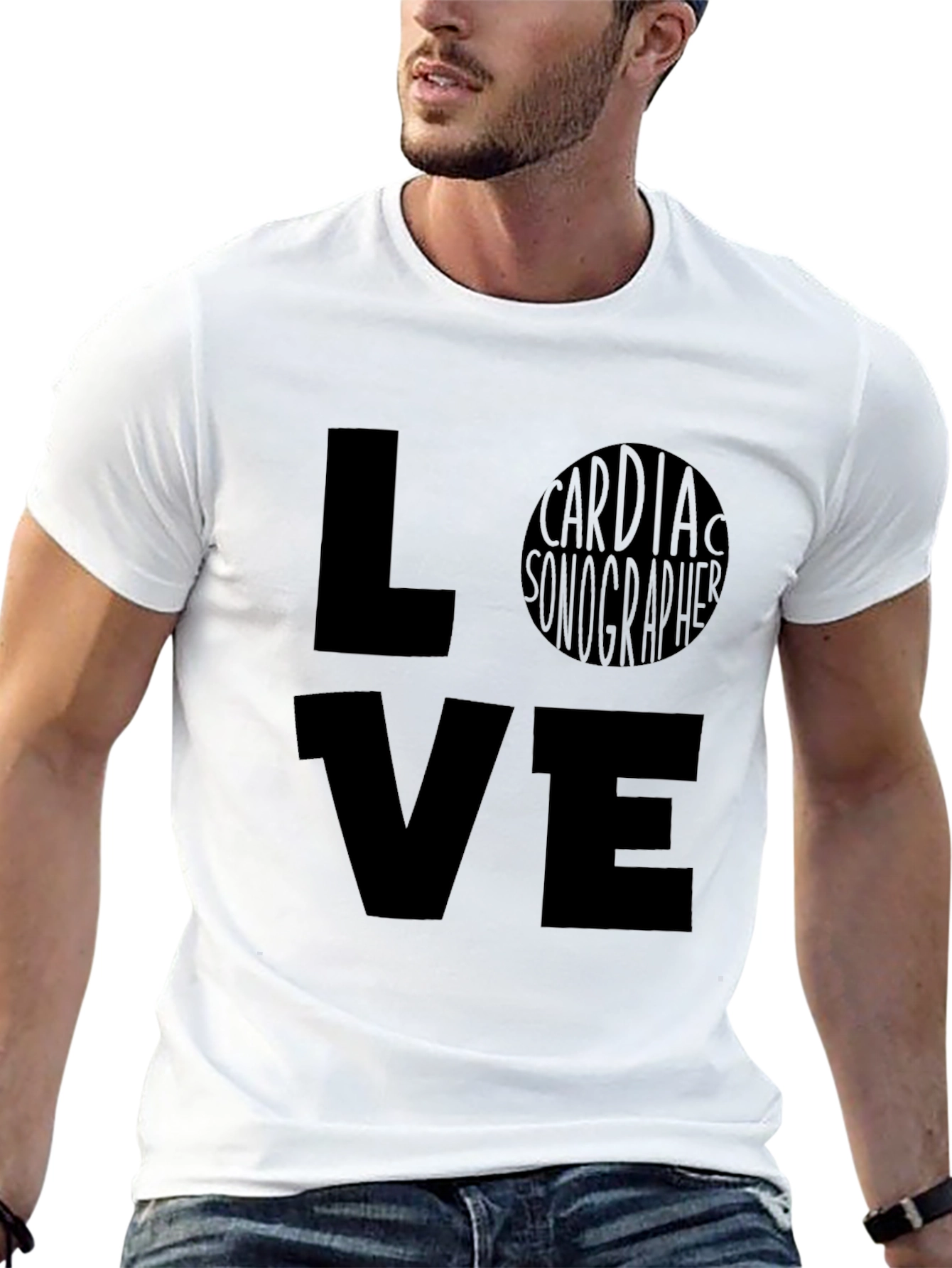 LOVE Cardiac Sonographer Black T-Shirt