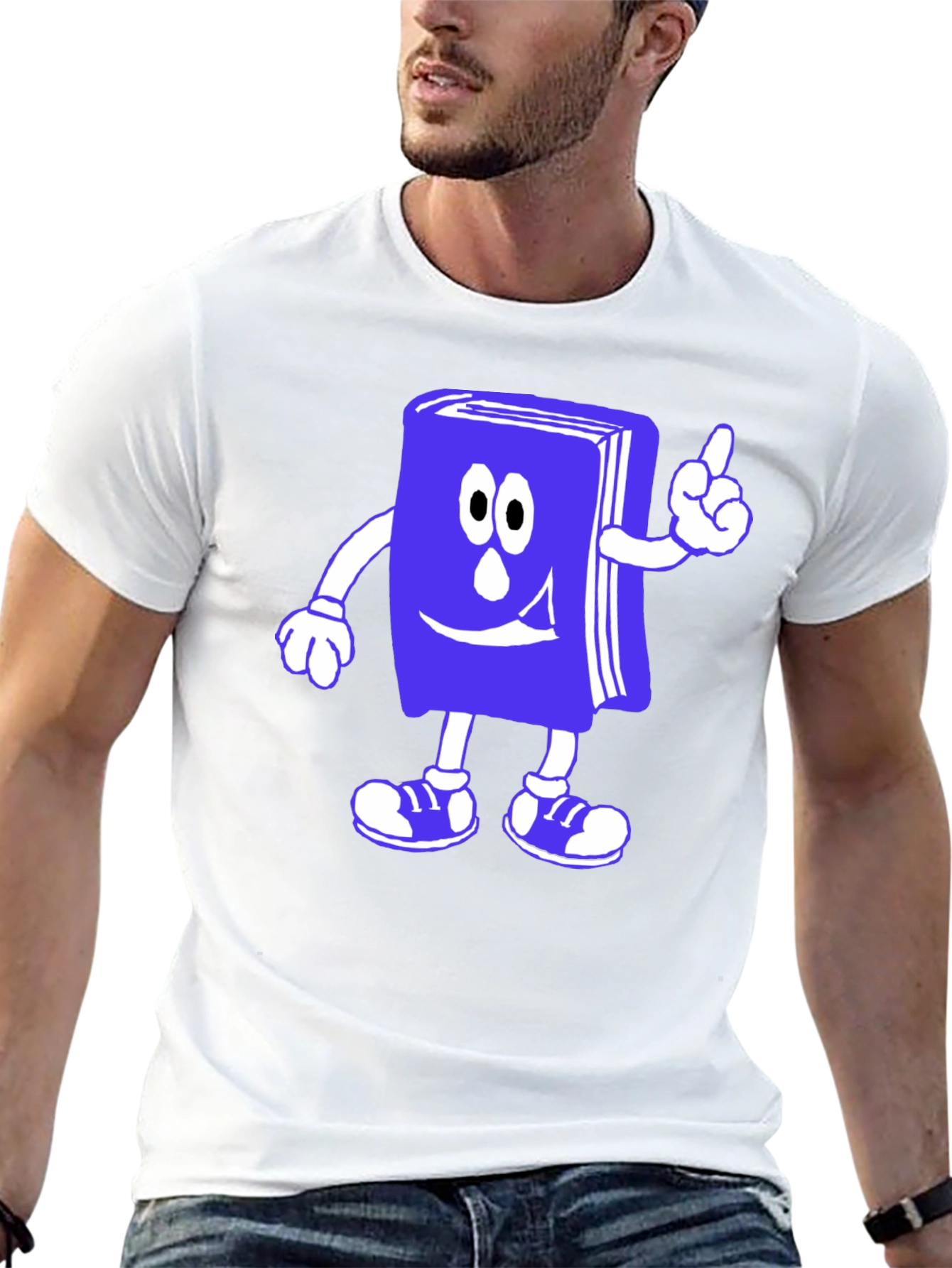 Funny Bookworm Cartoon T-Shirt - Black Cotton Tee