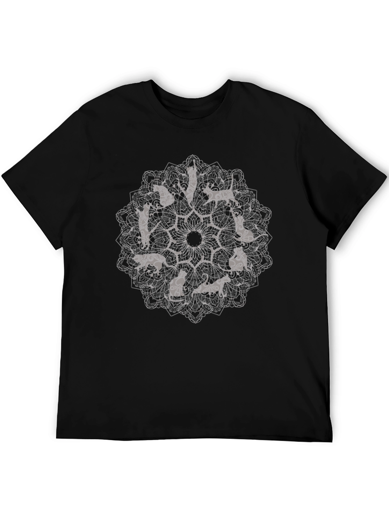 Cat Mandala Graphic Print T-Shirt