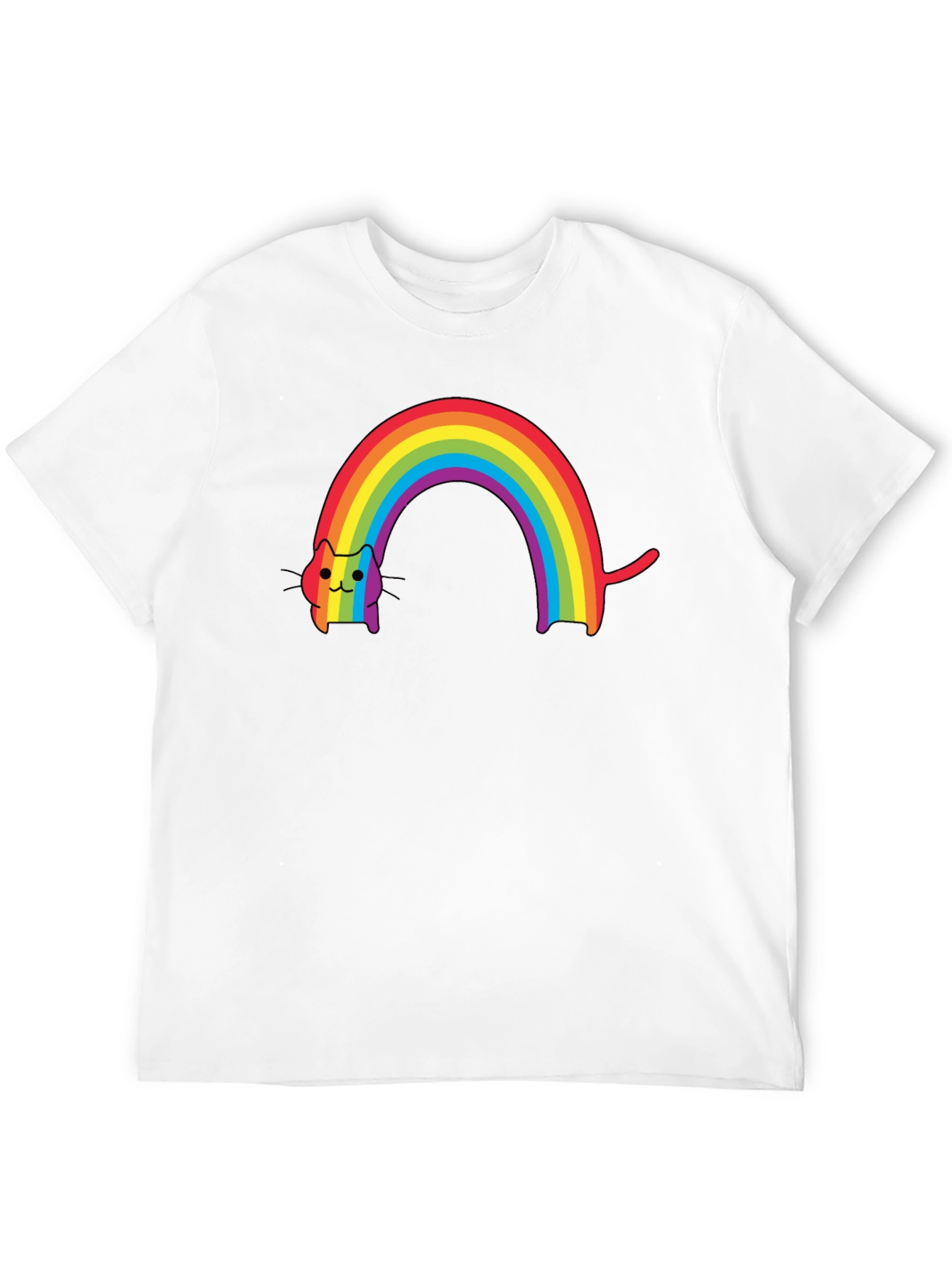 Rainbow Cat Graphic Tee - Stylish Comfort