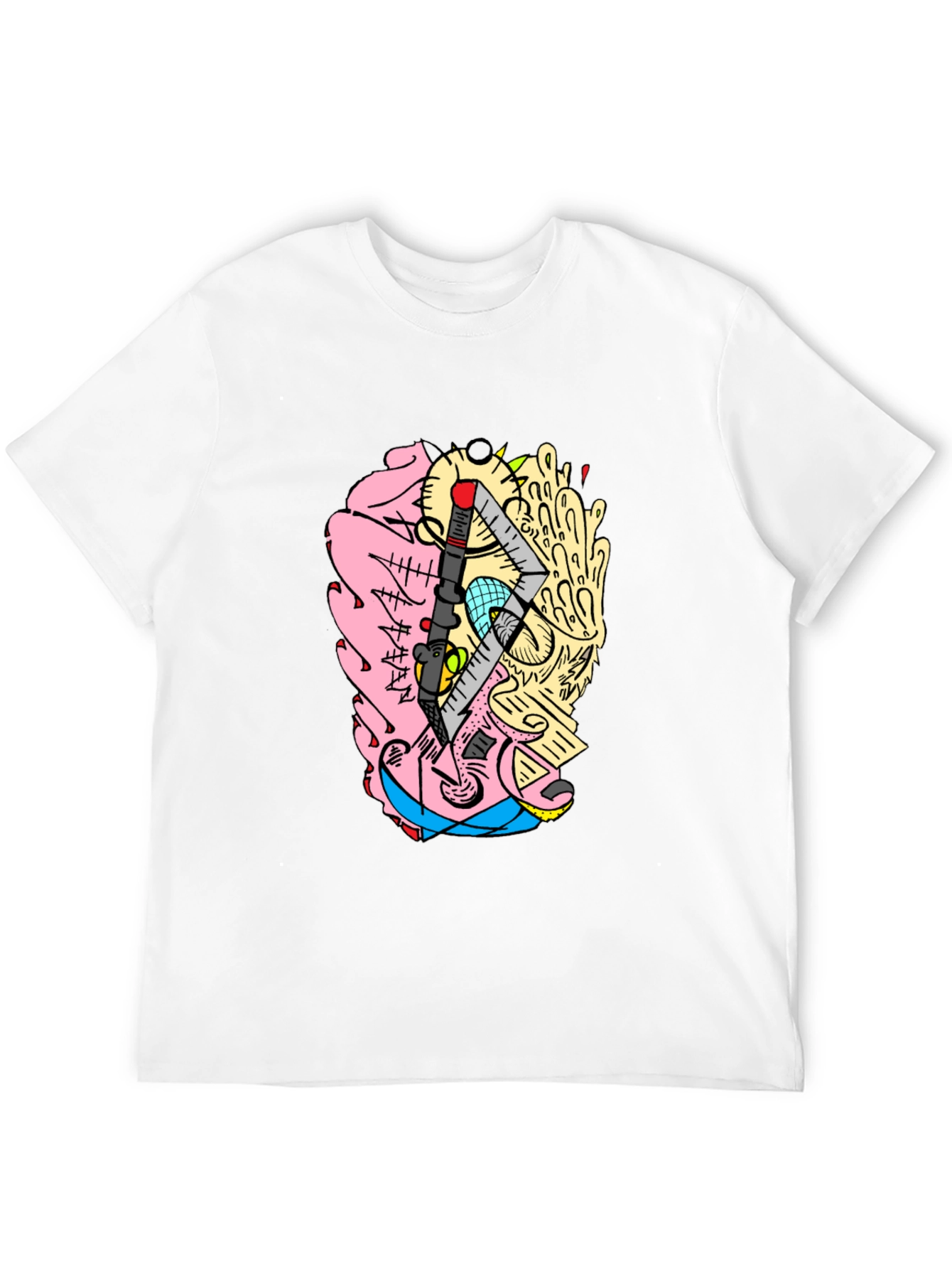 Abstract Brain Graphic Tee - Quirky Black T-Shirt