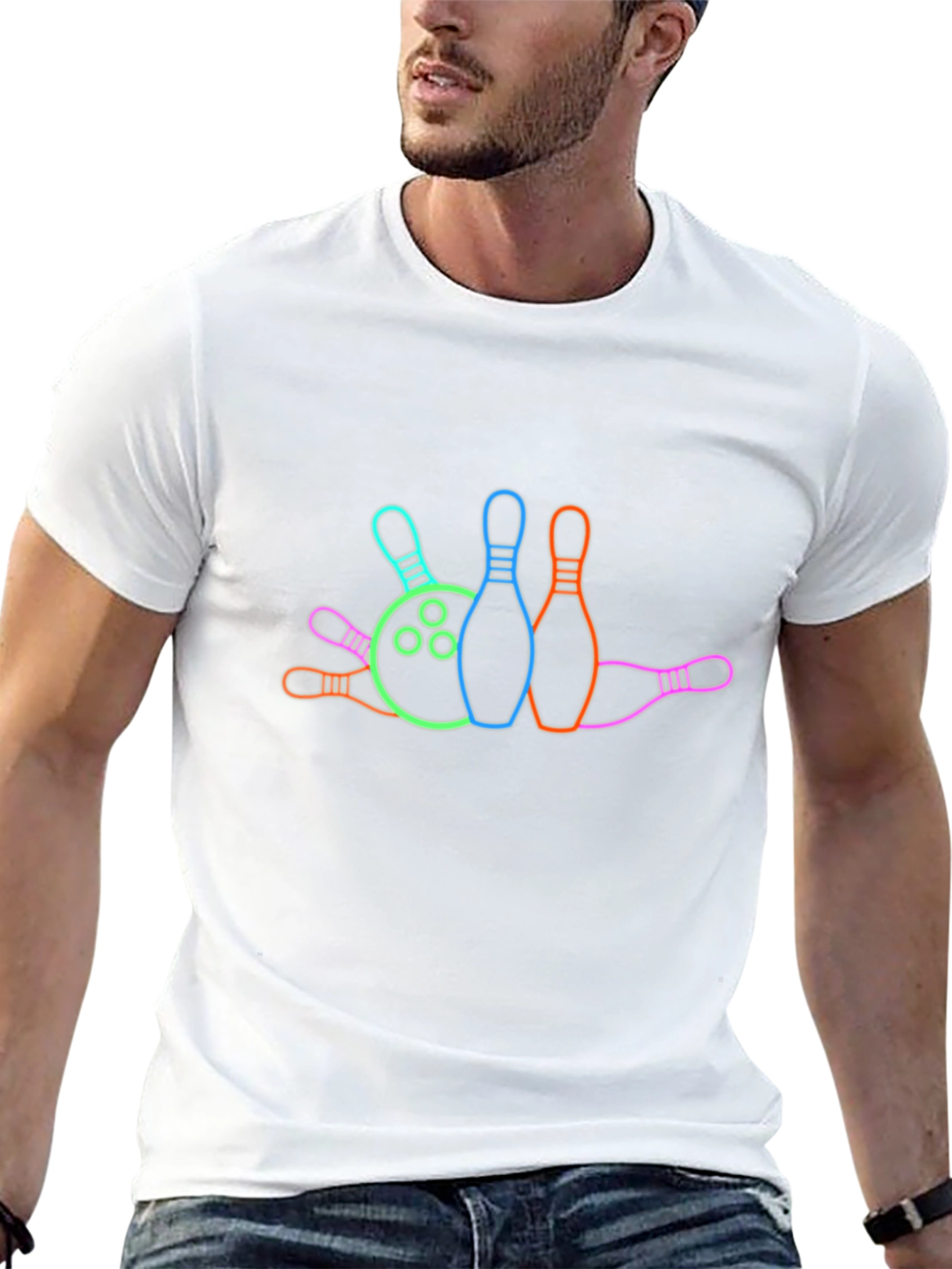 Bowling Ball & Pins Graphic T-Shirt - Strike Style!
