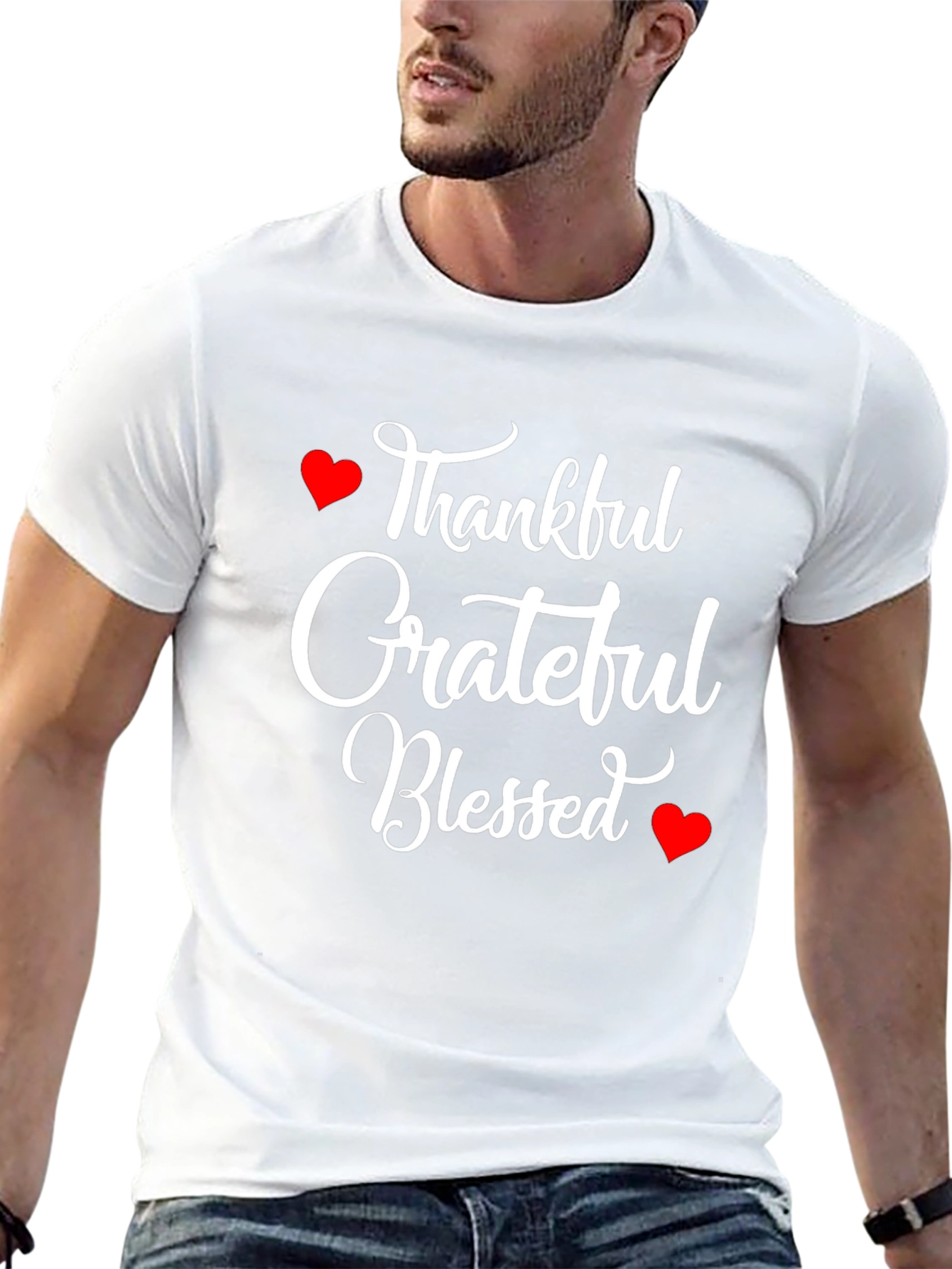 Thankful Grateful Blessed T-Shirt - Black