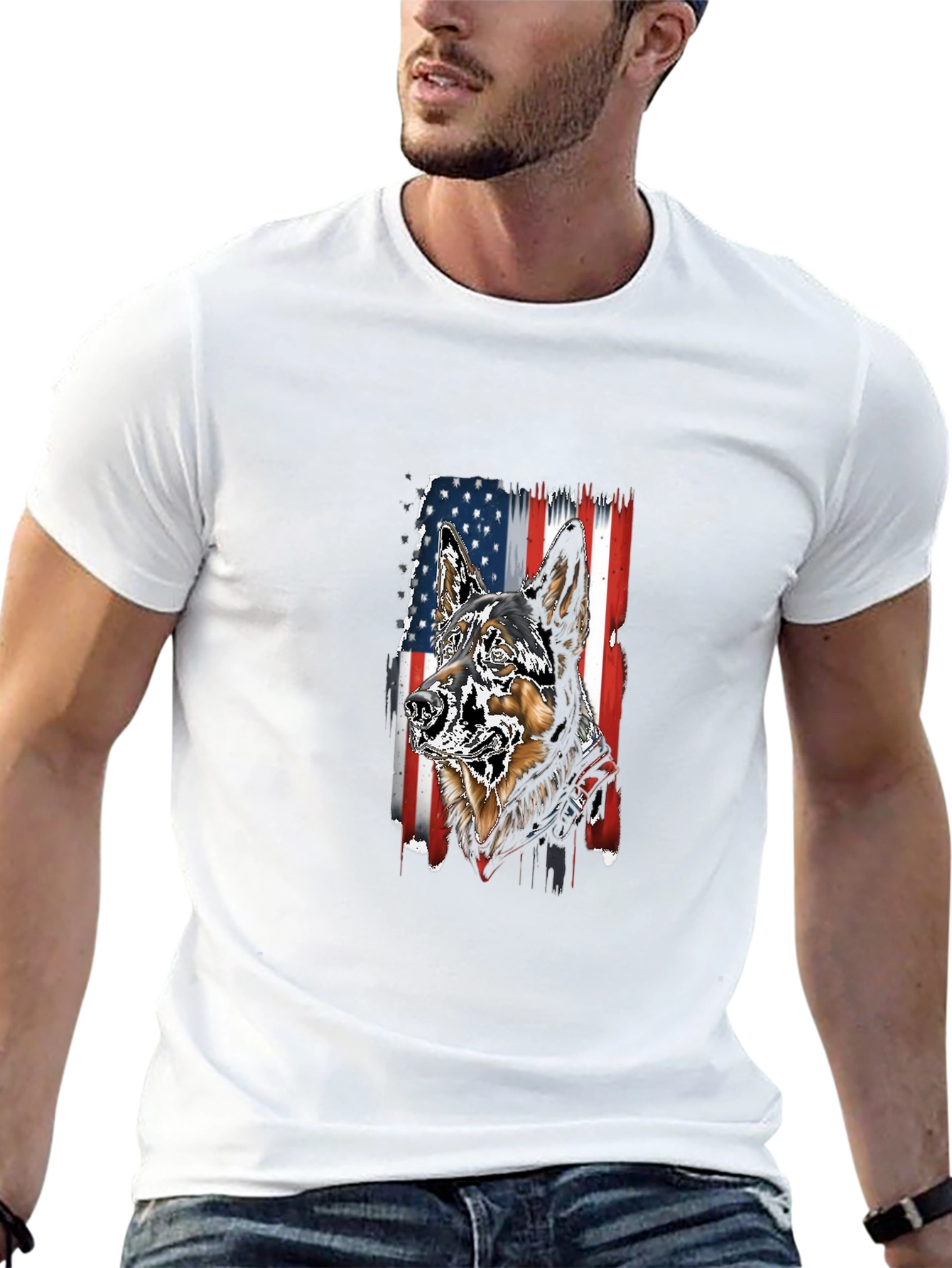 Patriotic German Shepherd Graphic T-Shirt