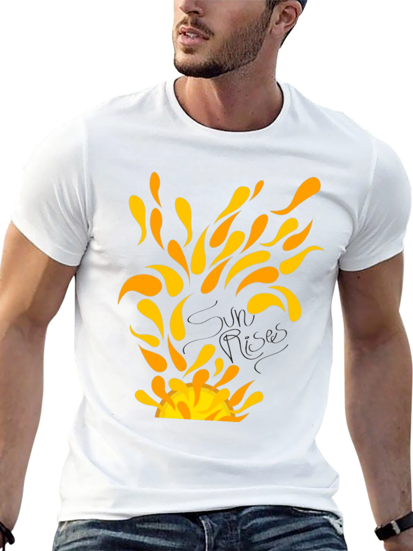 Sunrise Graphic Tee - Black Cotton T-Shirt