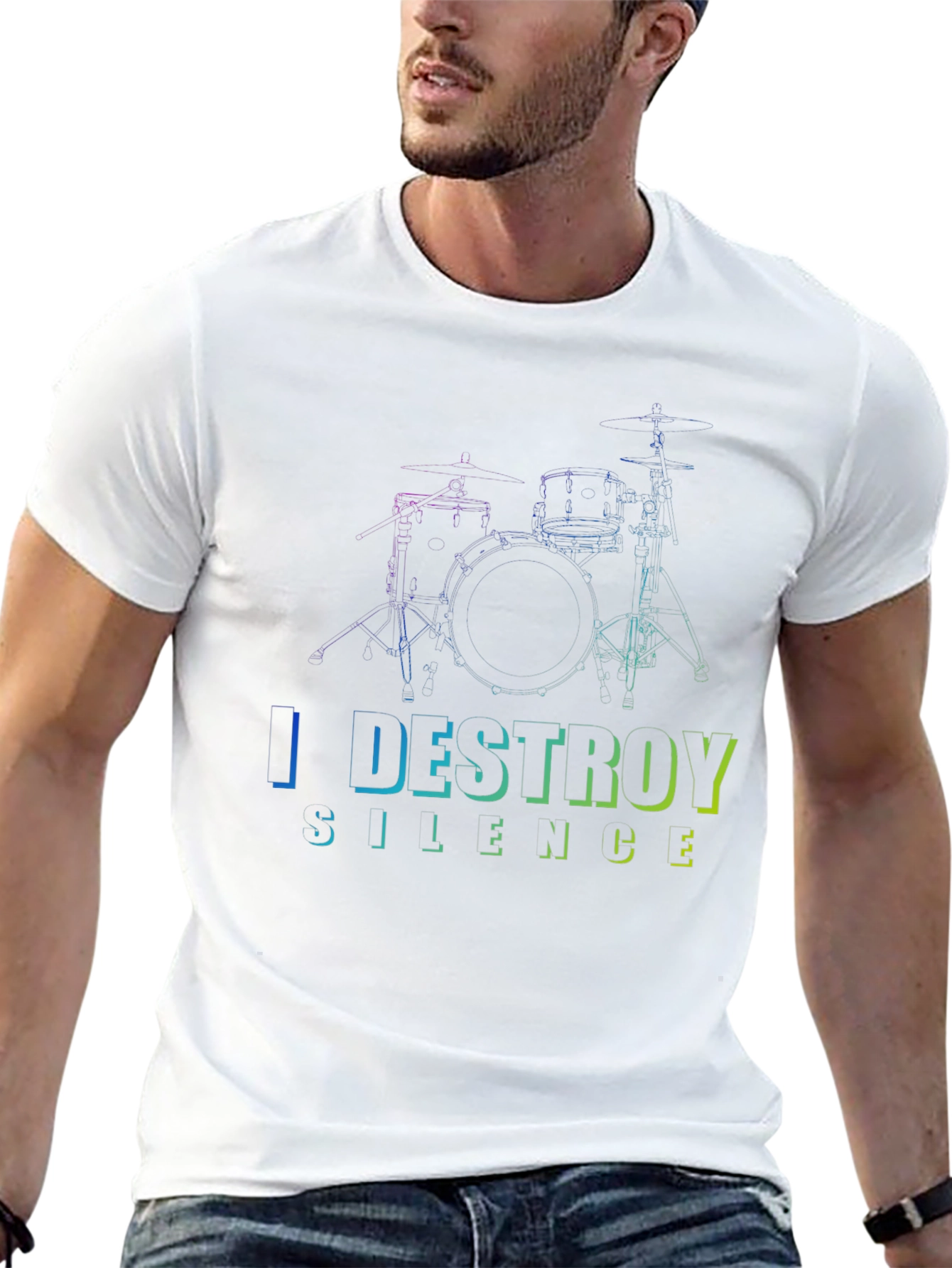 I Destroy Silence Drum Set Graphic T-Shirt