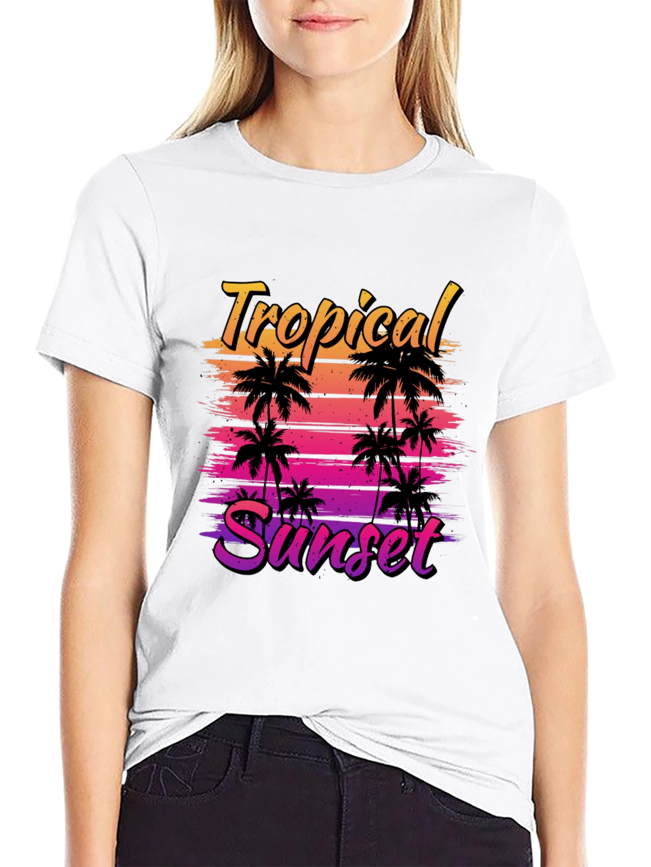 Tropical Sunset Graphic T-Shirt