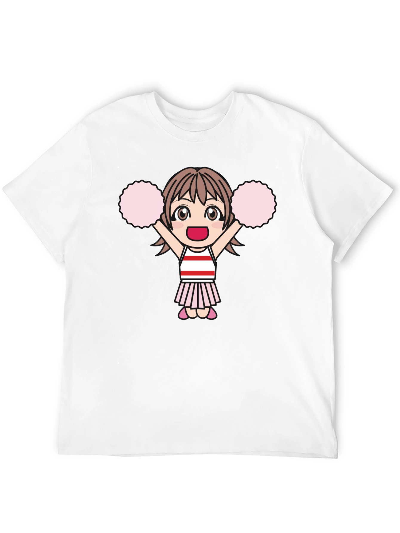 Cheerleader Anime Girl Black T-Shirt