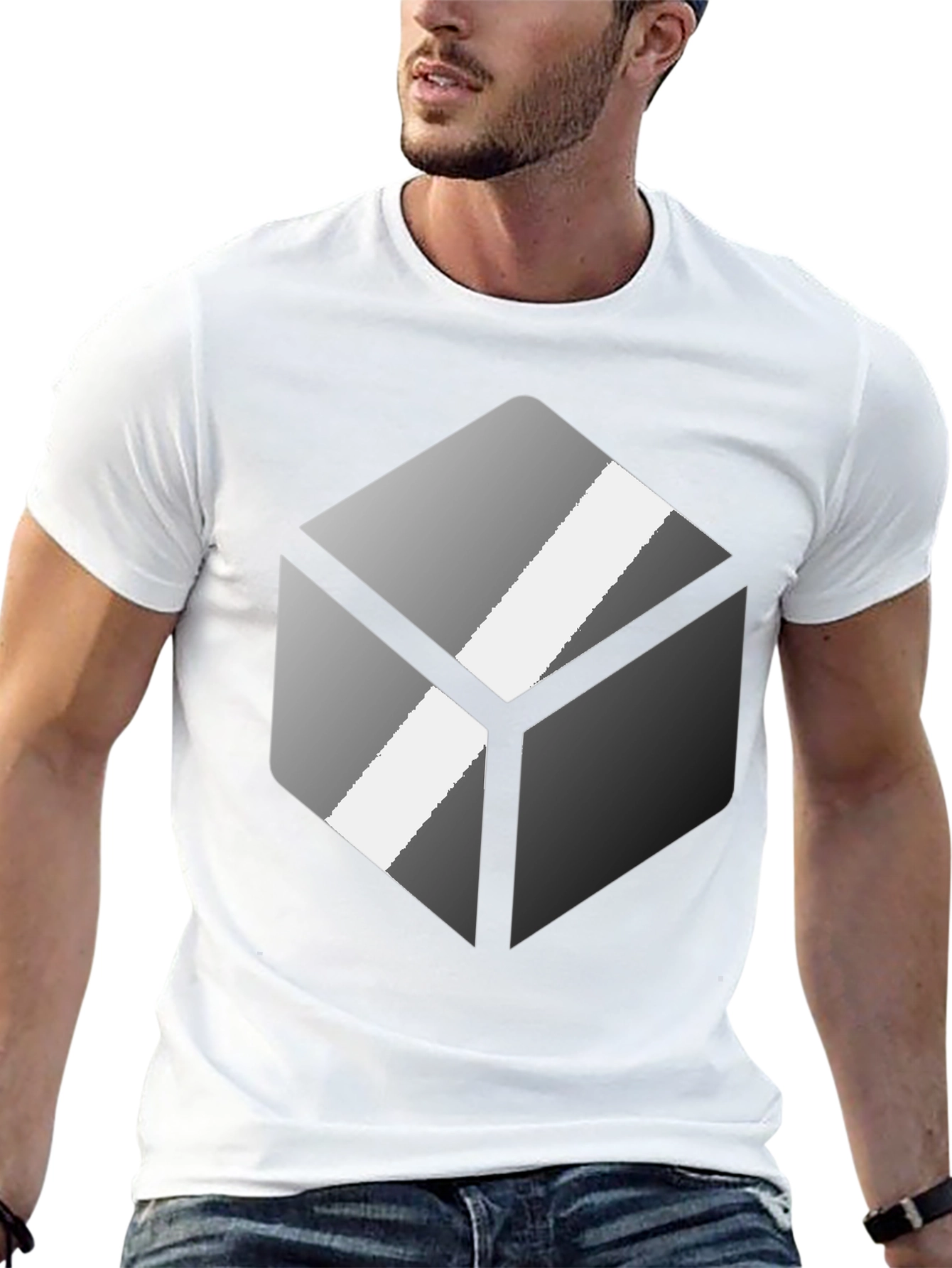 Geometric Cube Graphic Tee - Modern Design