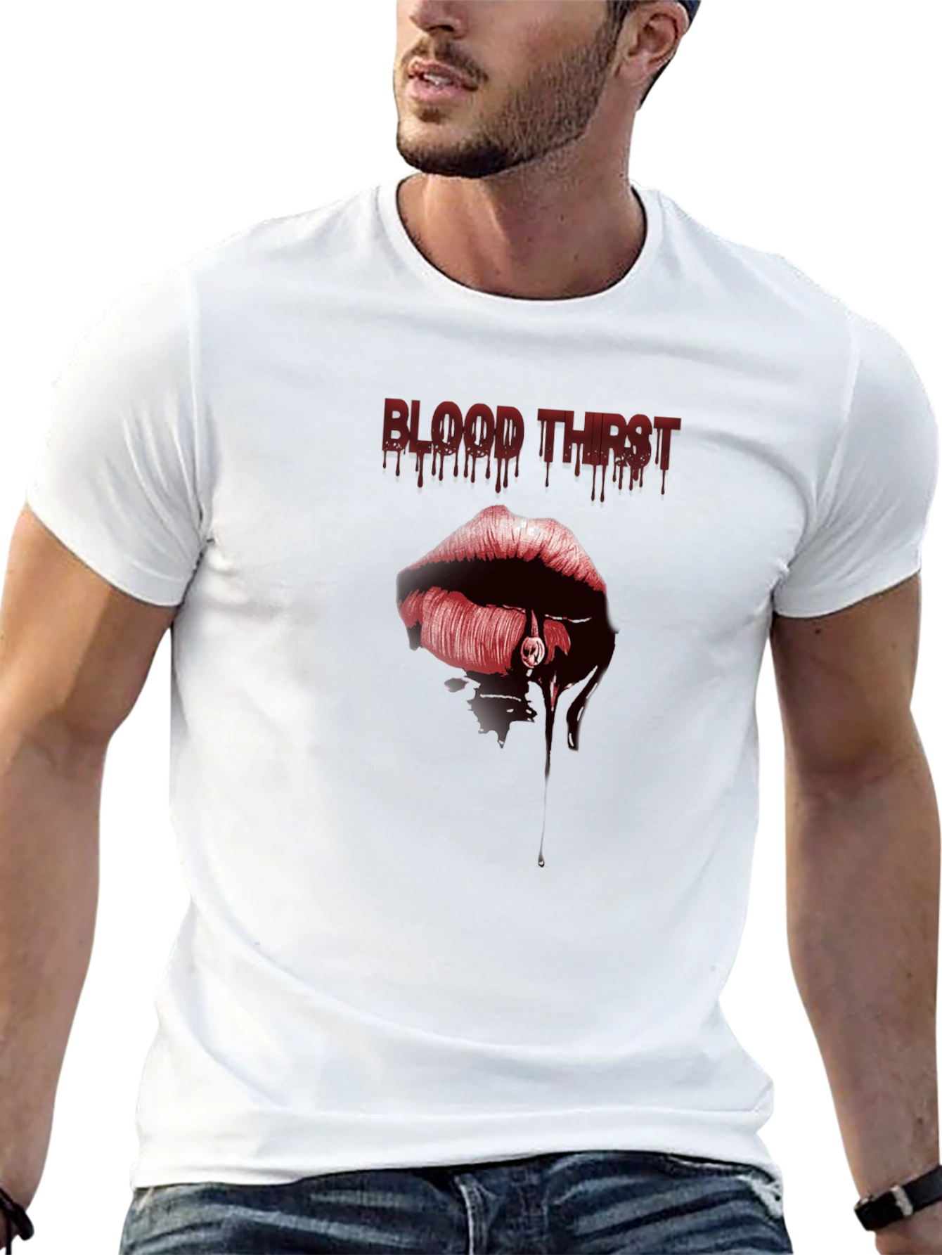 Blood Thirst Graphic Tee - Gothic Lip Design