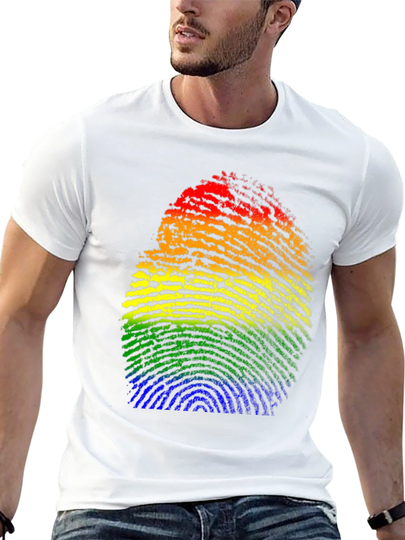 Rainbow Fingerprint Graphic Tee - Pride LGBTQ Shirt