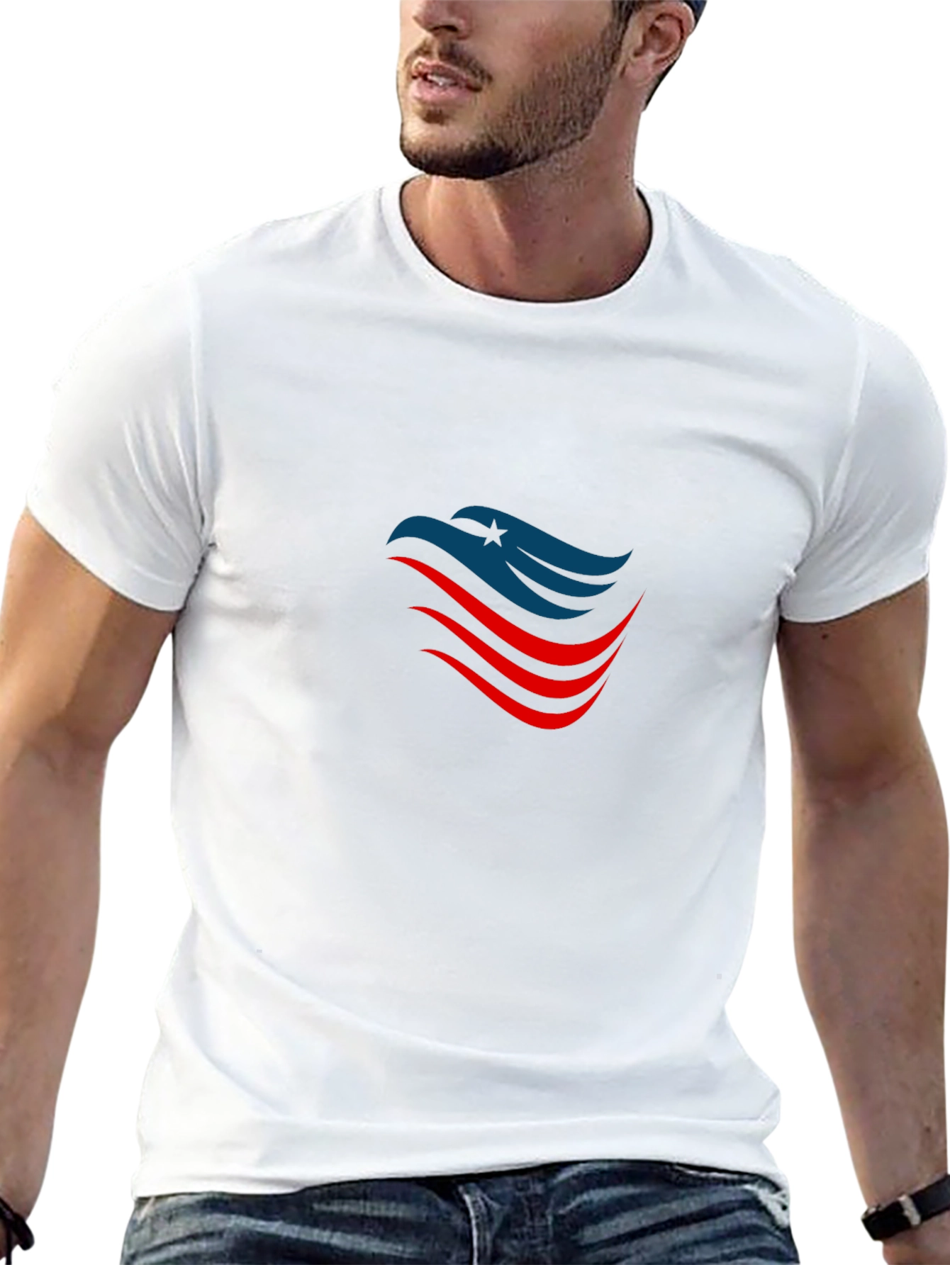 Patriotic Eagle Graphic T-Shirt - Black