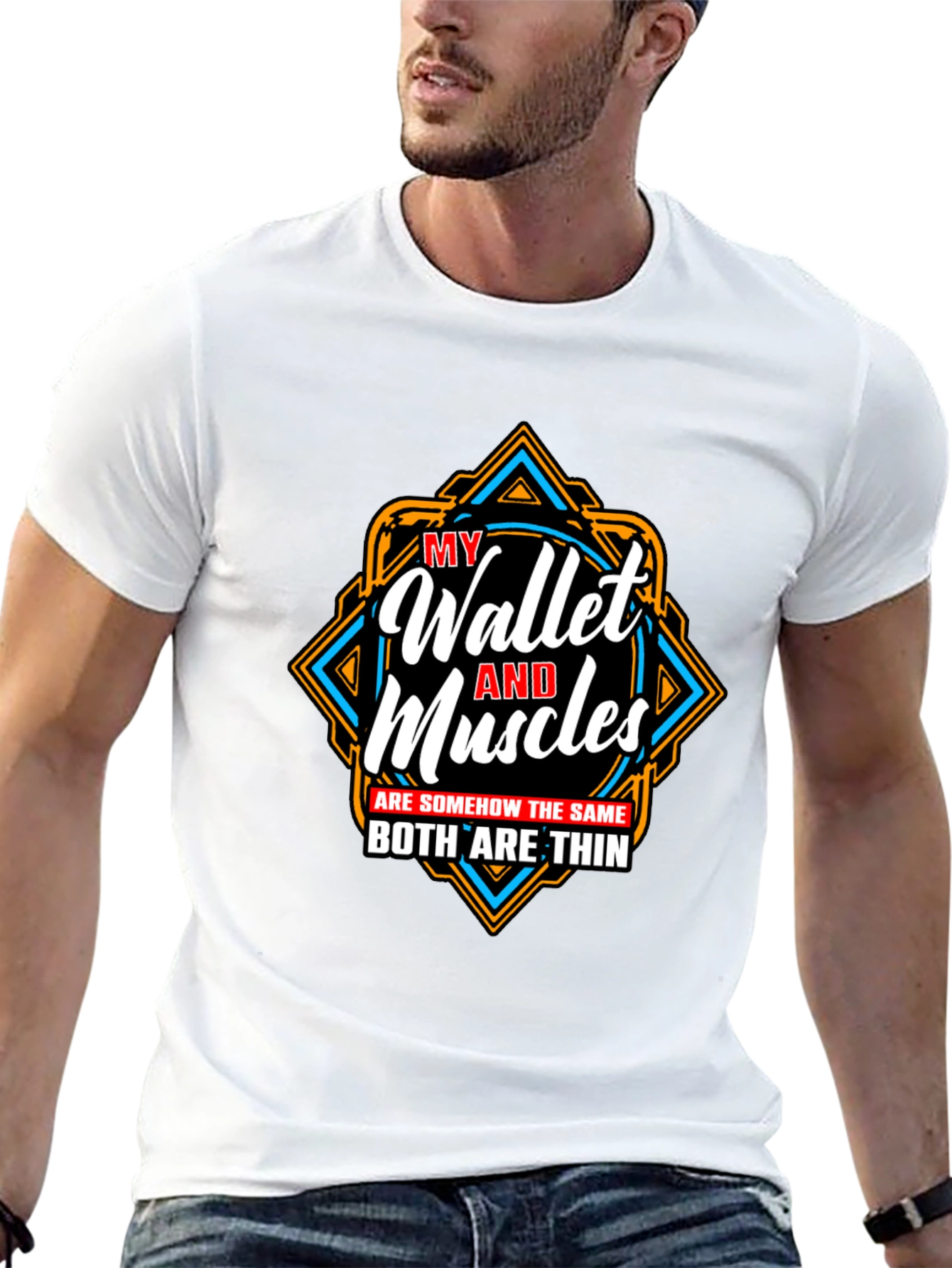 Funny Wallet and Muscles Thin T-Shirt