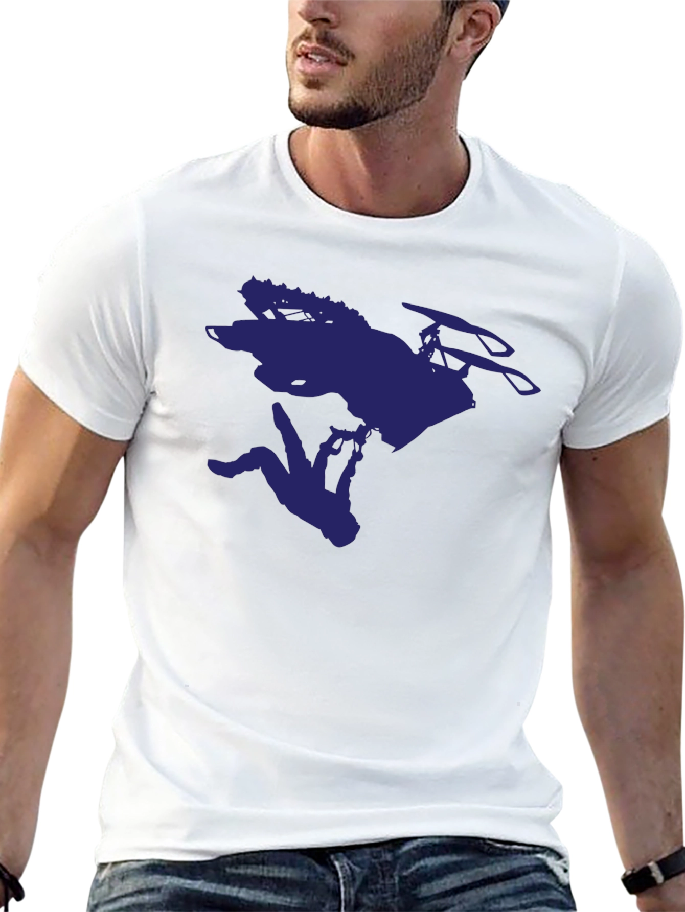 Mens Black Graphic Tee - Skier Silhouette