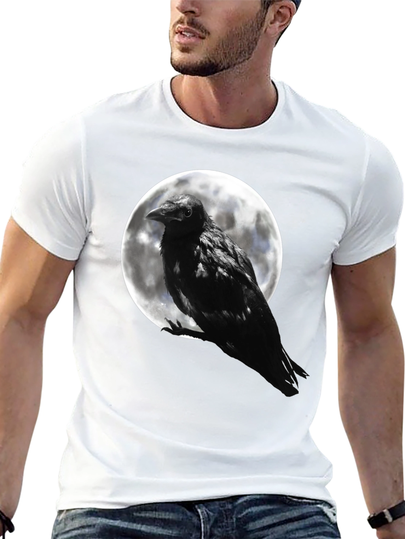 Raven Moon T-Shirt - Gothic Black Crow Tee
